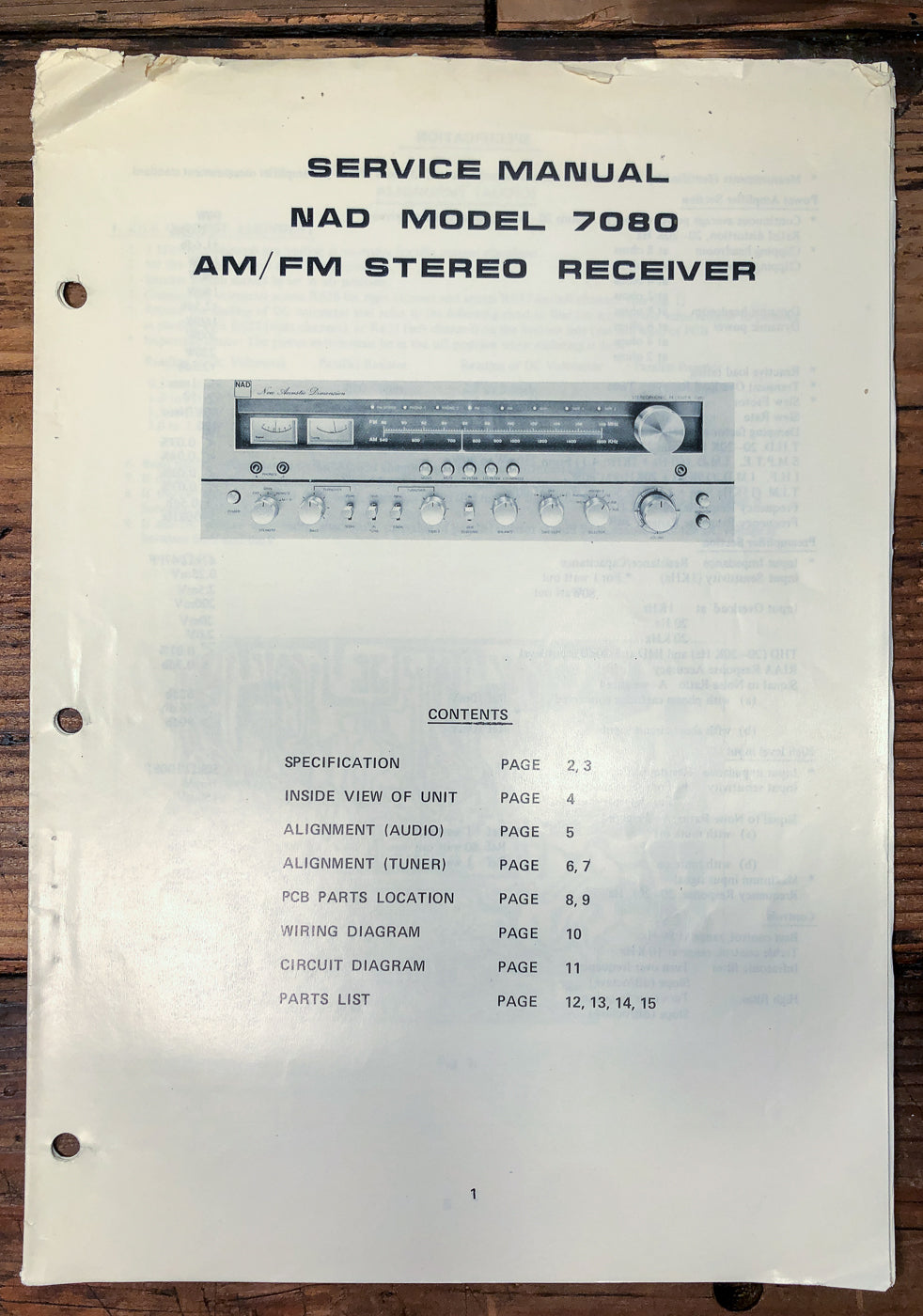 NAD Model 7080 Receiver Service Manual *Original*