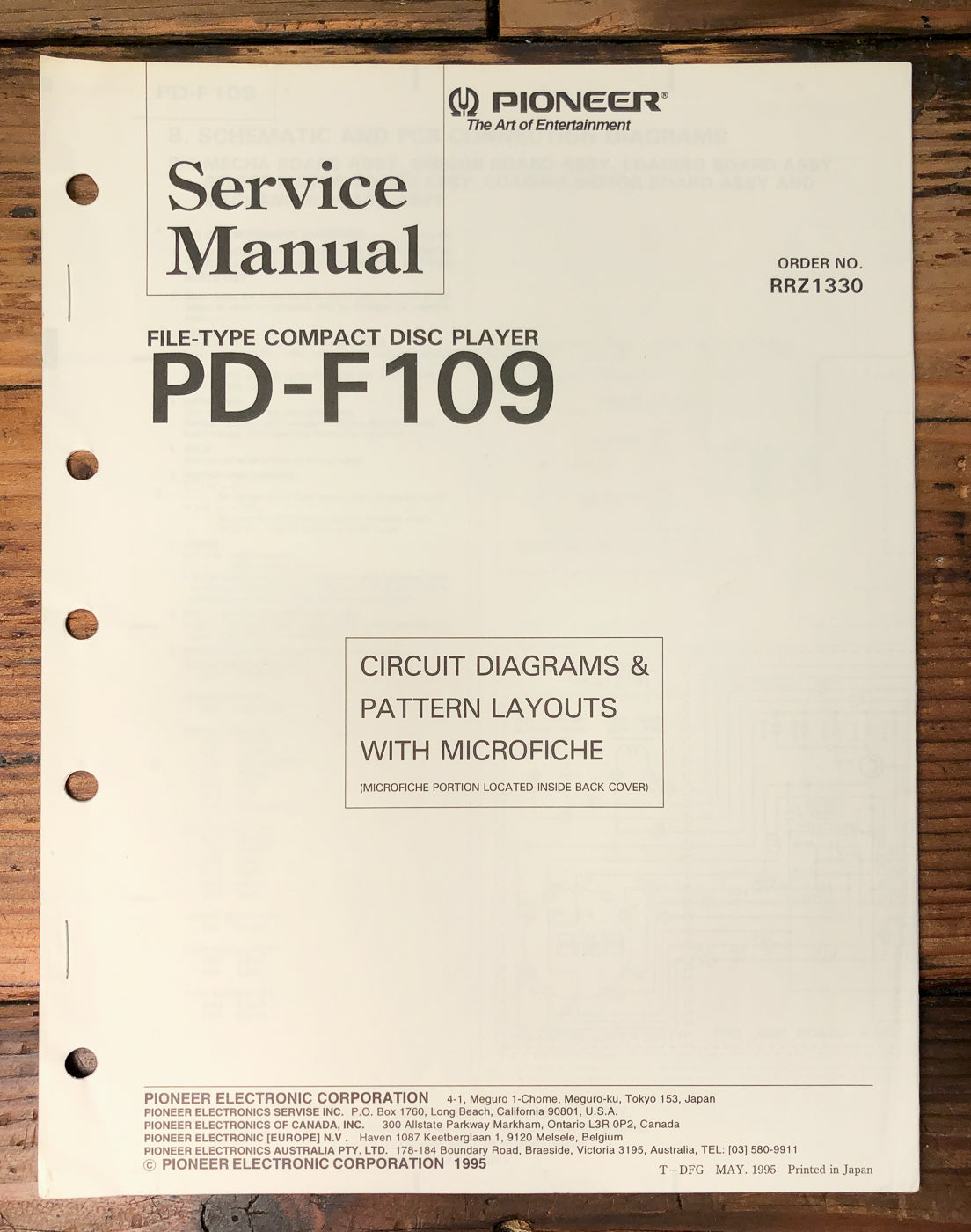 Pioneer PD-F109 File-Type CD Player Service Manual #1 *Original*