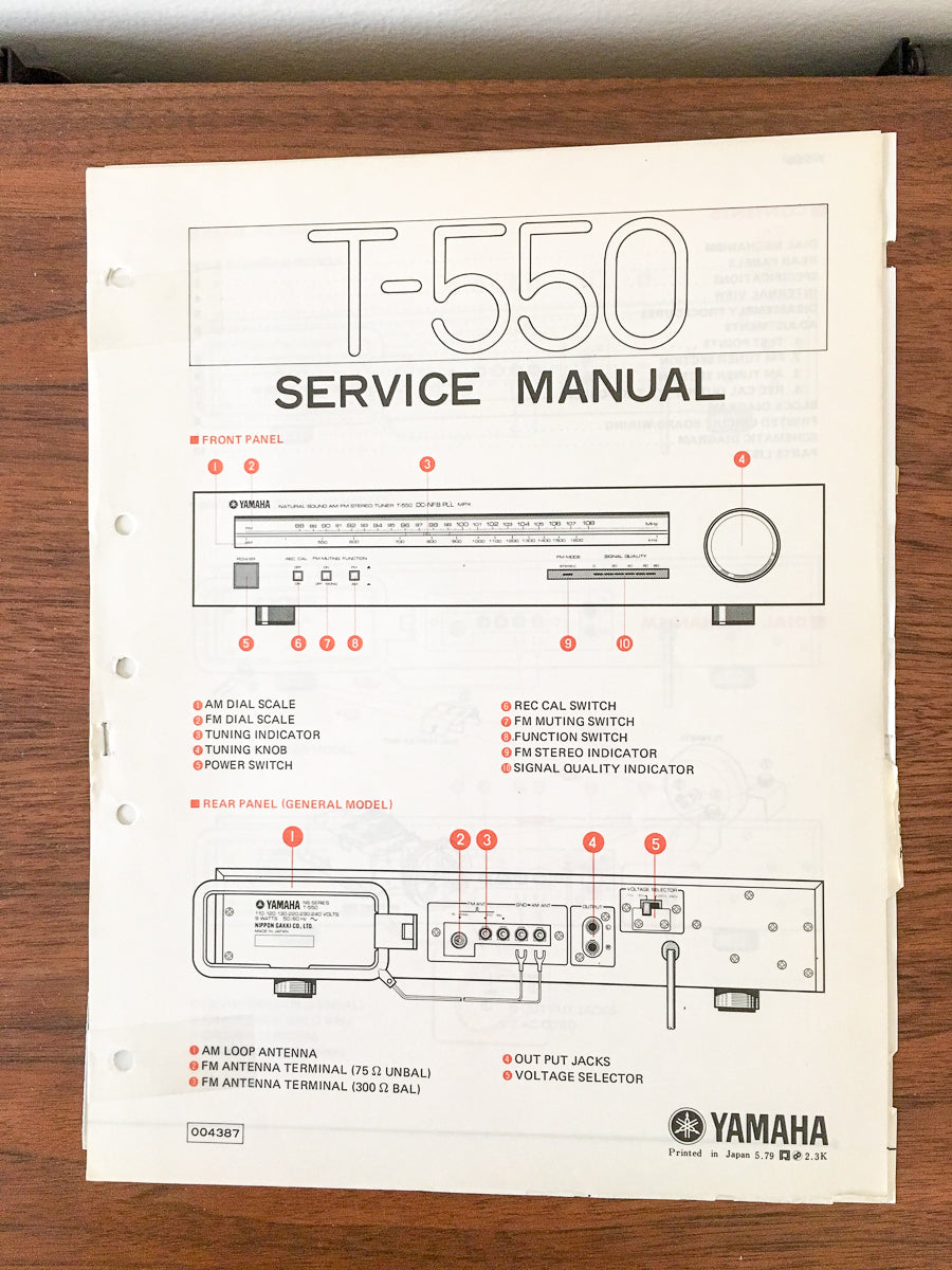 Yamaha T-550 Tuner Service Manual *Original*