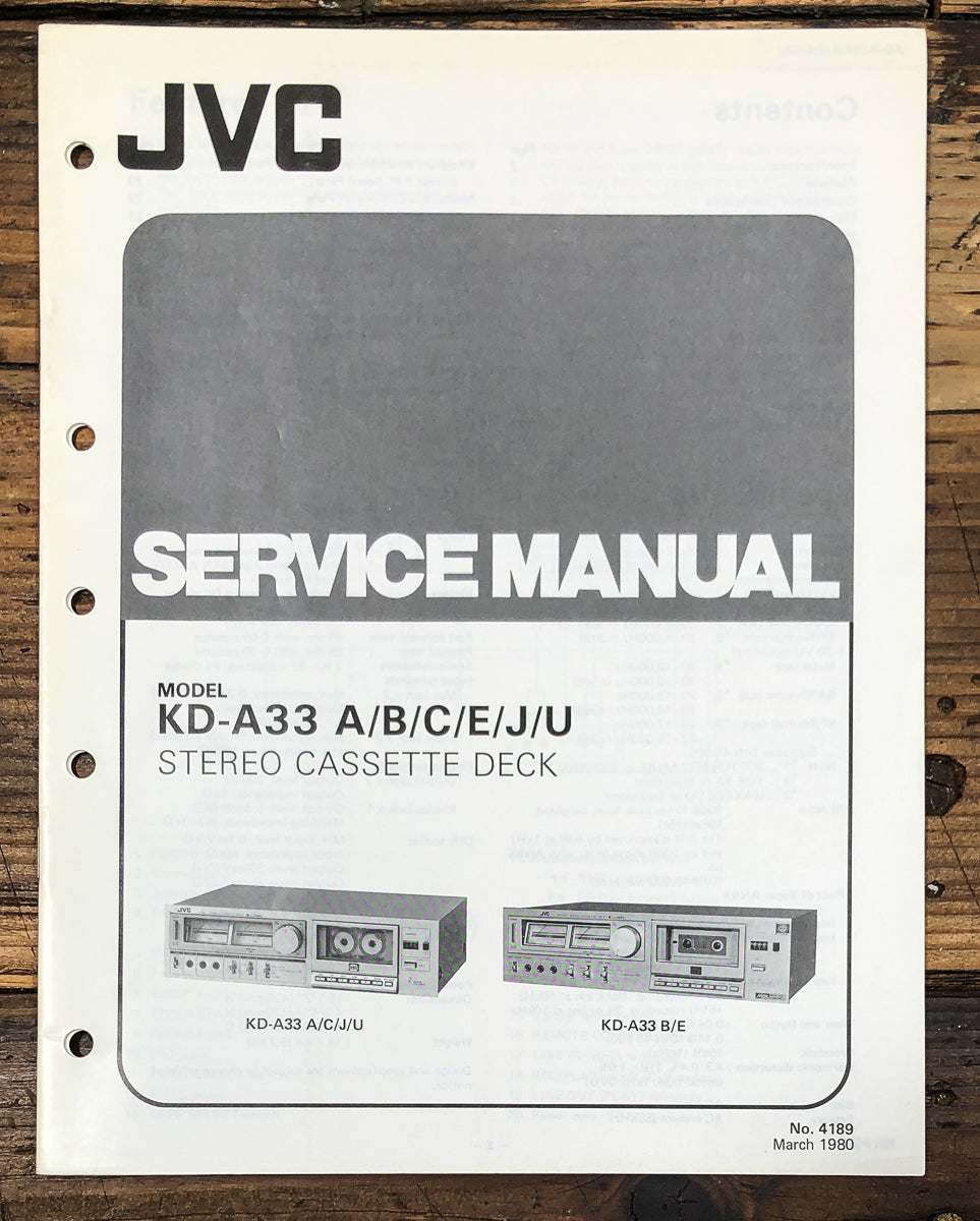 JVC KD-A33 Cassette Service Manual *Original*
