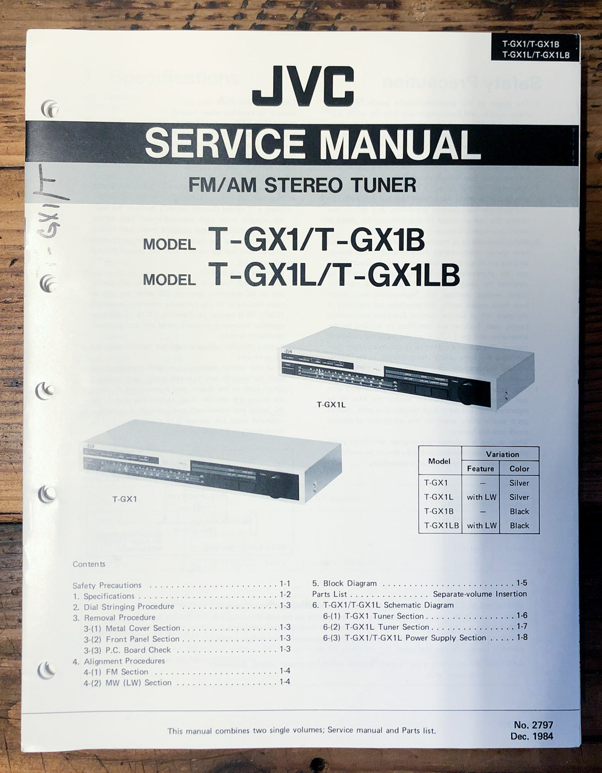 JVC T-GX1 -GX1B -GX1L -GX1LB Tuner Service Manual *Original*