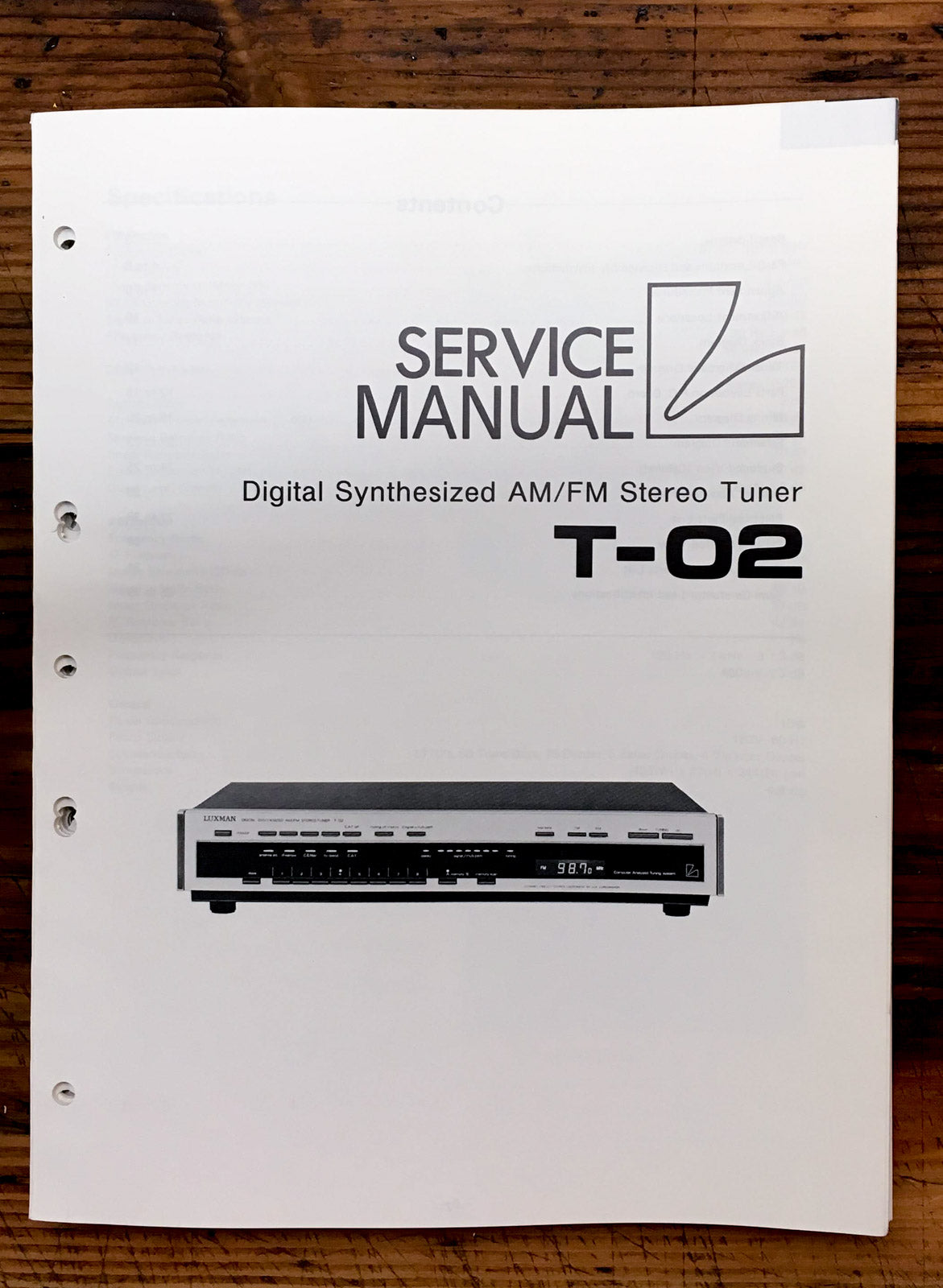 Luxman T-02 Tuner Service Manual *Original*