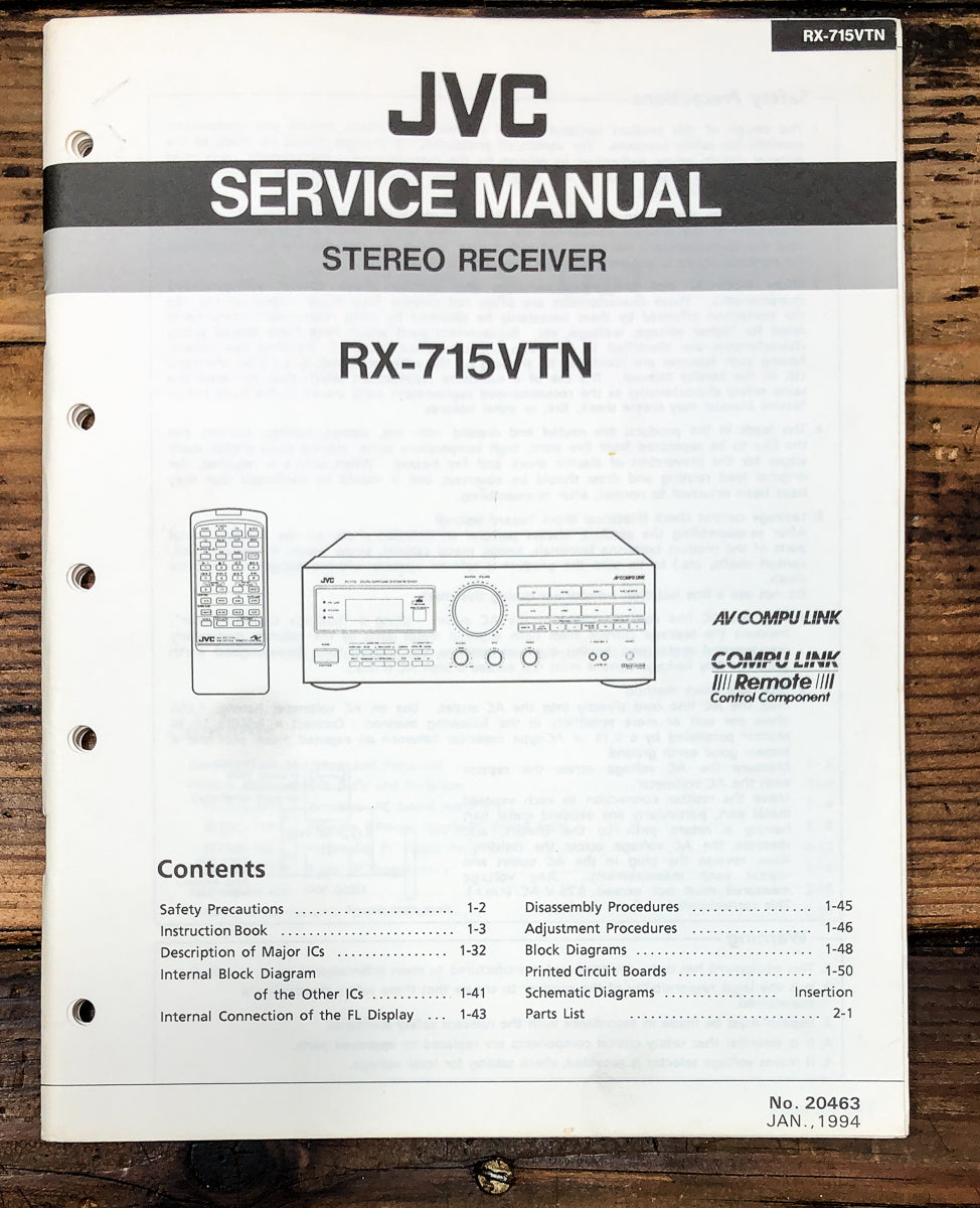 JVC RX-715 RX-715VTN Receiver Service Manual *Original*