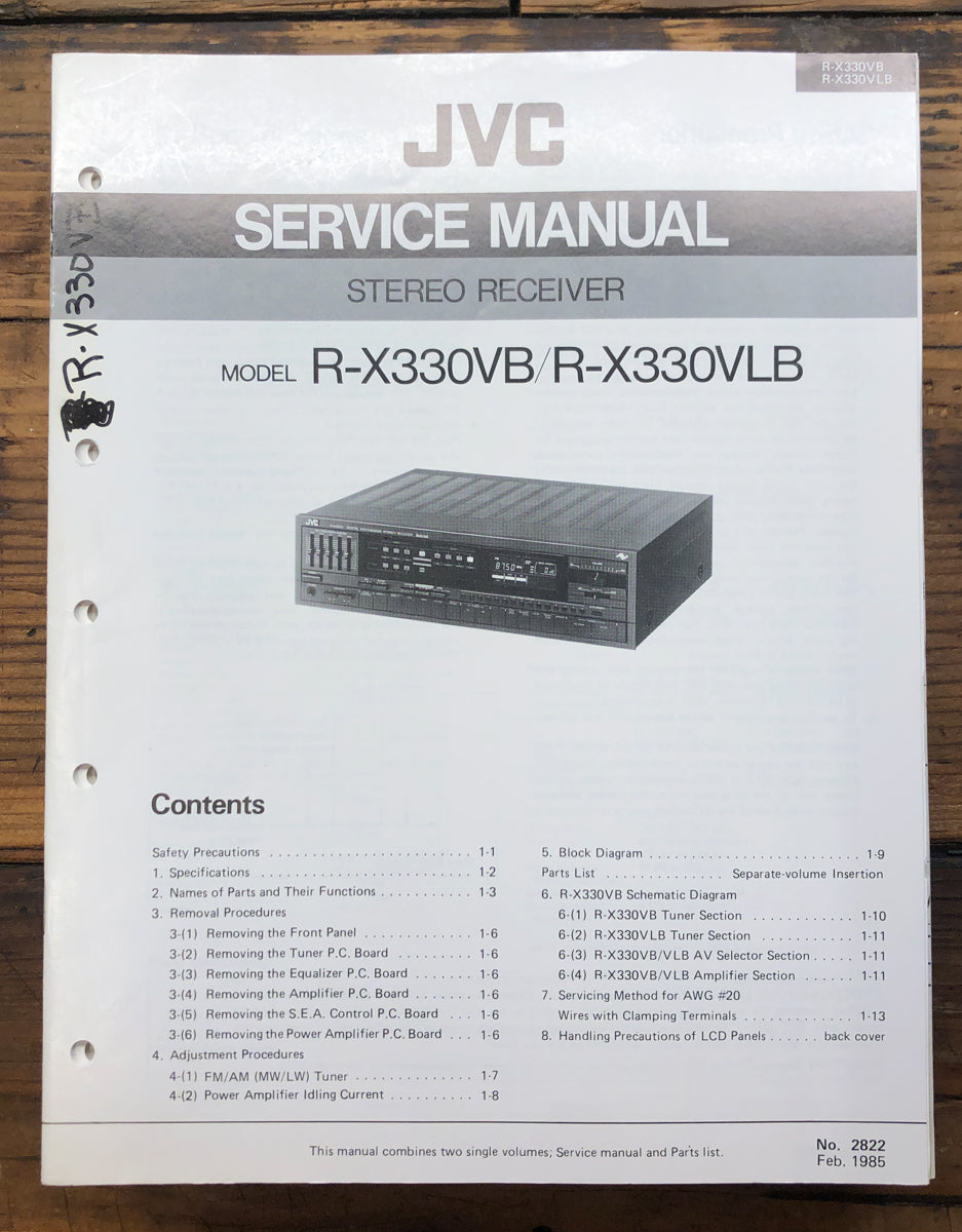 JVC RX-X330 RX-330 VB VLB Receiver Service Manual *Original*