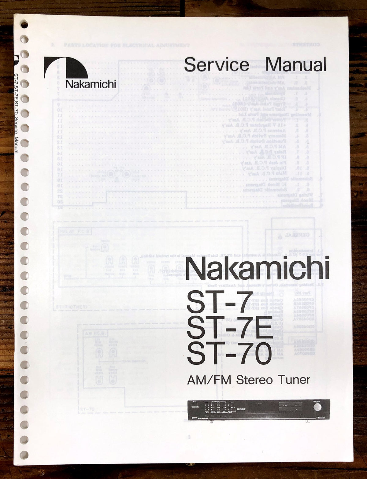 Nakamichi ST-7 ST-7E ST-70 AM/FM Stereo Tuner Service Manual *Original*