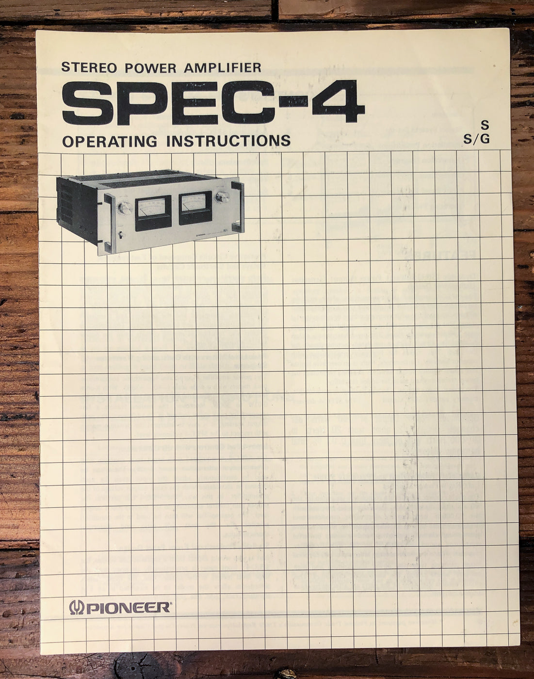 Pioneer SPEC-4 Power Amplifier Owners / User Manual *Original*