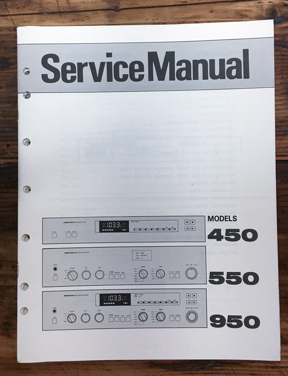 Proton Model 450 550 950 Stereo Service Manual *Original*