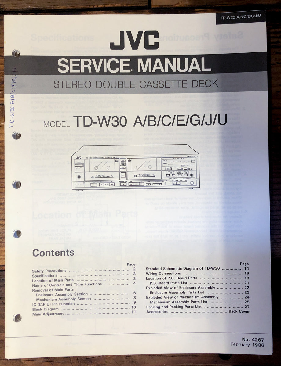 JVC TD-W30 Service Manual *Original*