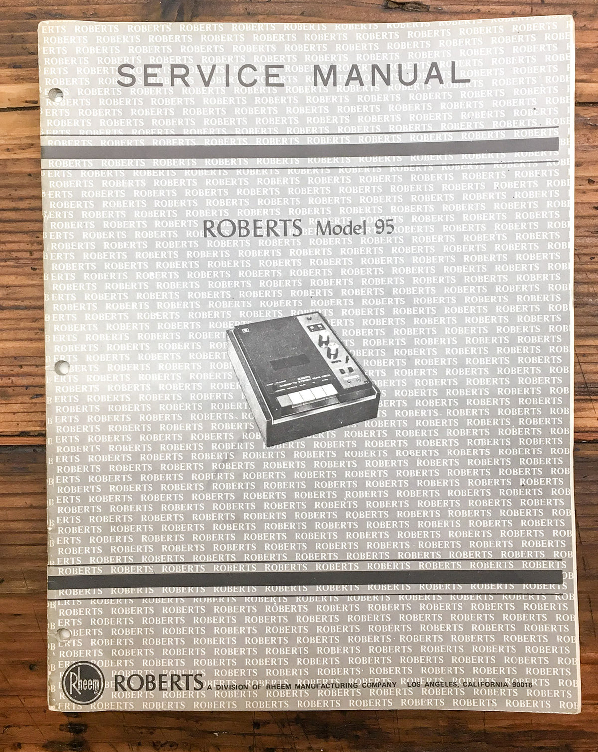 Roberts Model 95 Tape Recorder Service Manual *Original*