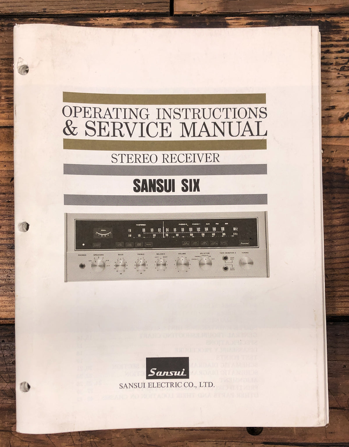 Sansui Model 6 / Six Receiver Service Manual *Original*