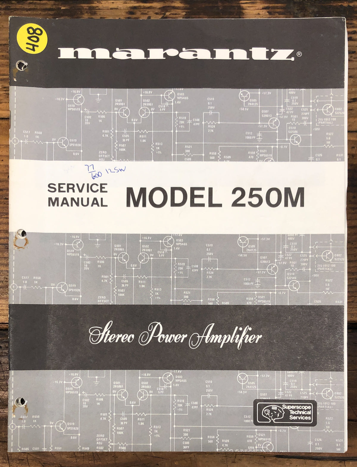 Marantz Model 250M Amplifier Service Manual *Original*