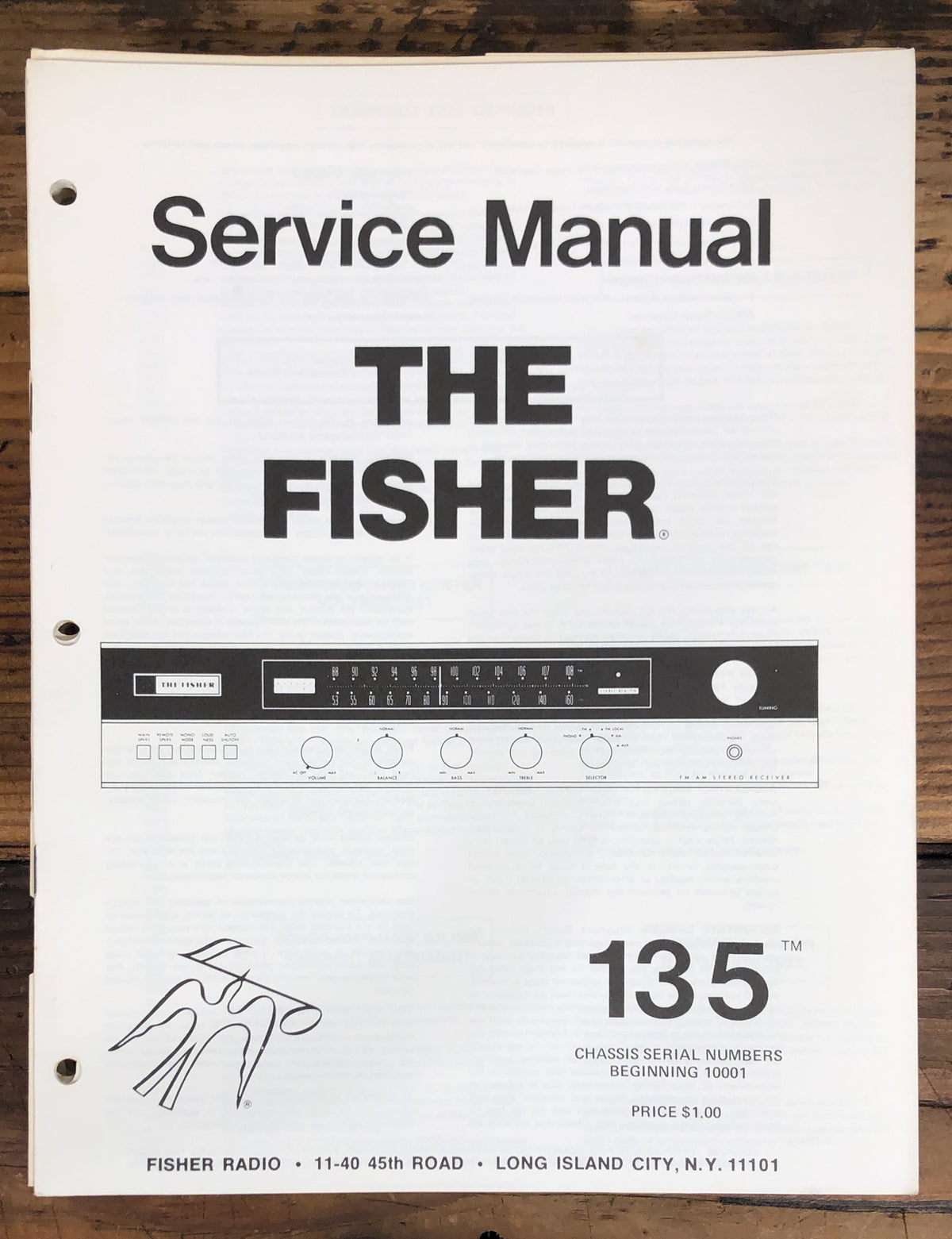 Fisher Model 135 Receiver Service Manual *Original*