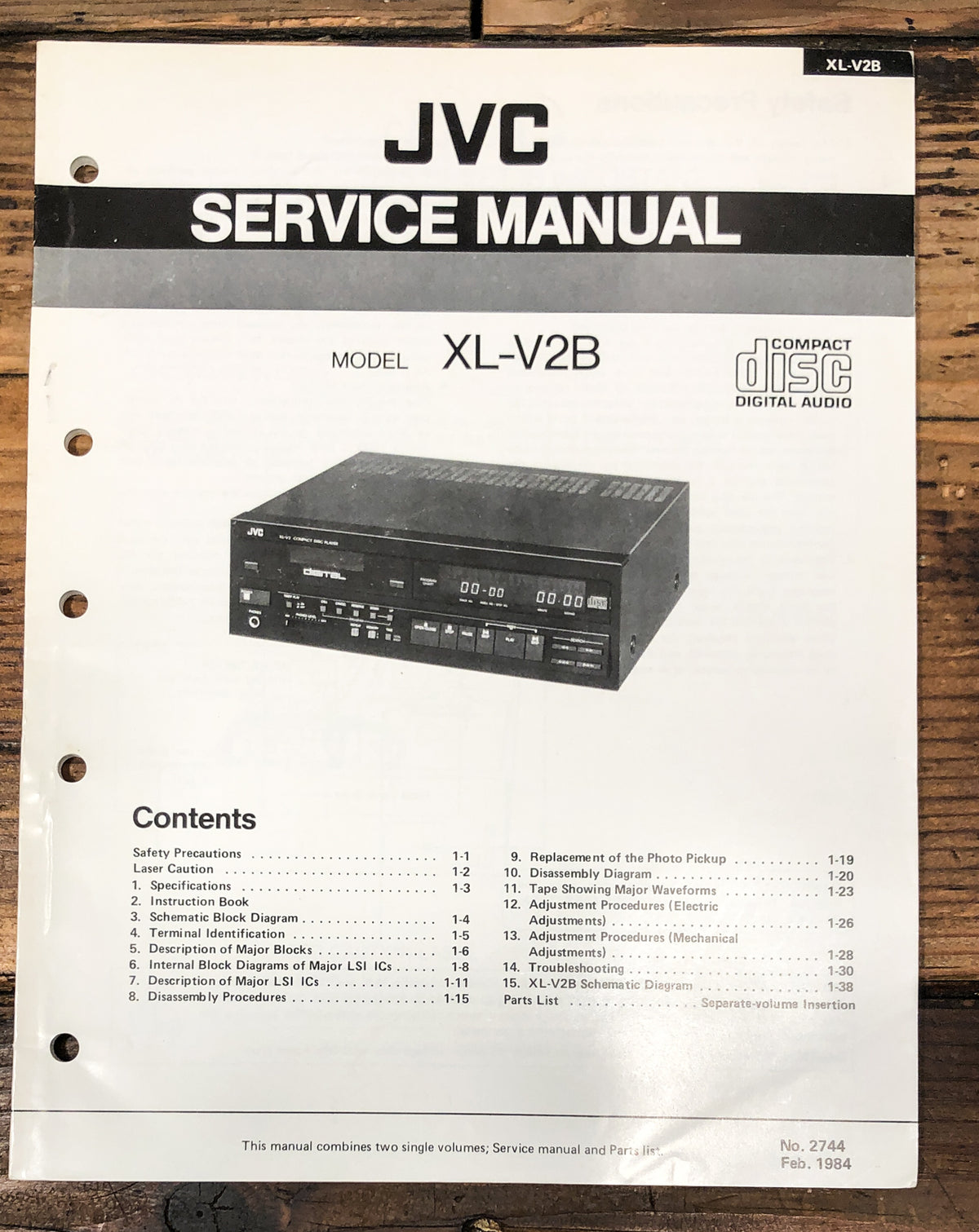 JVC XL-V2B CD Player Service Manual *Original*