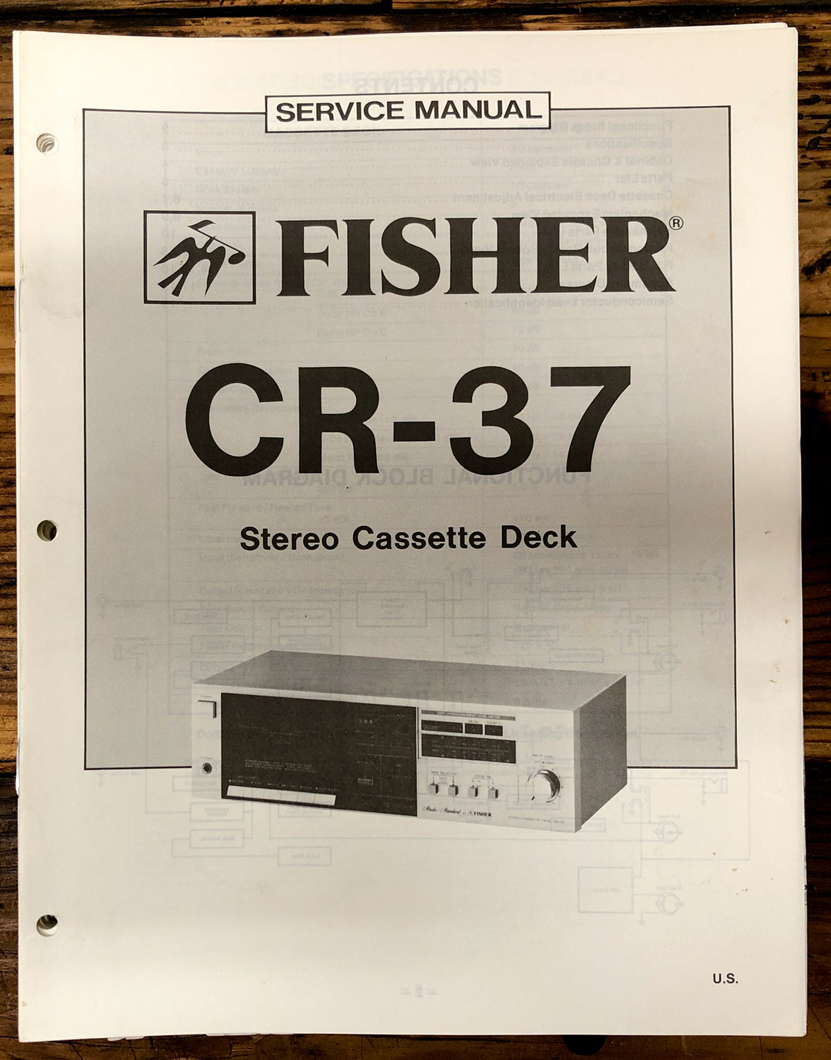 Fisher CR-37 Cassette Deck Service Manual *Original*