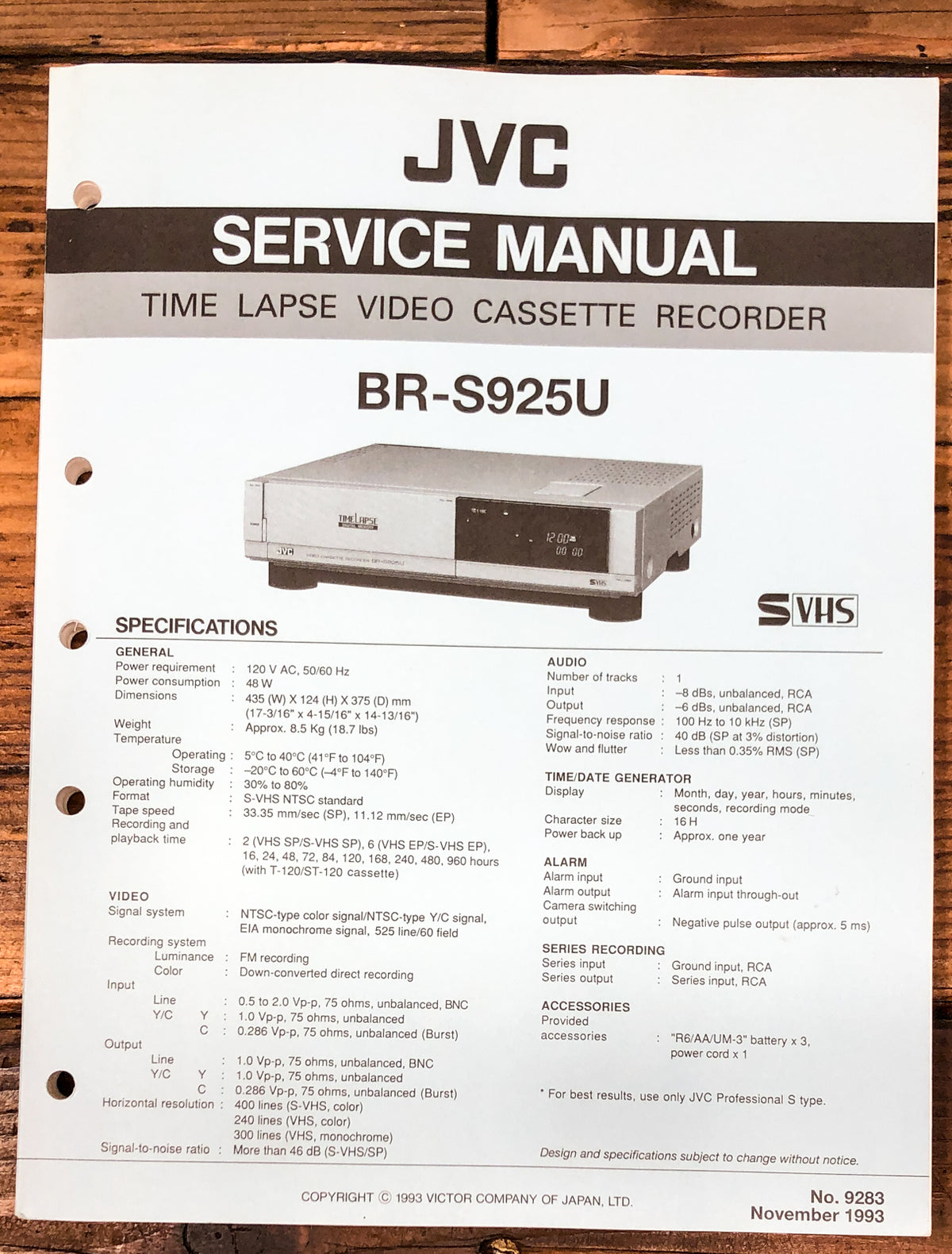 JVC BR-S925U VCR Service Manual *Original*