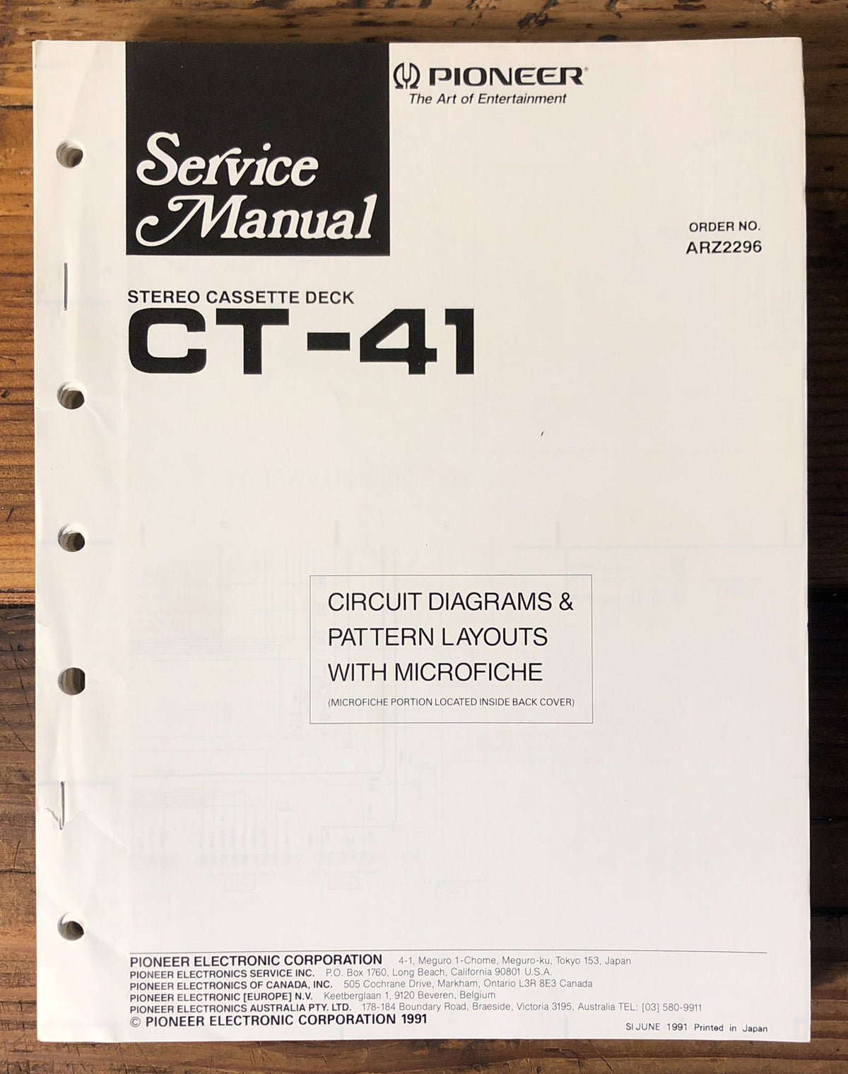 Pioneer CT-41 Cassette Service Manual *Original*