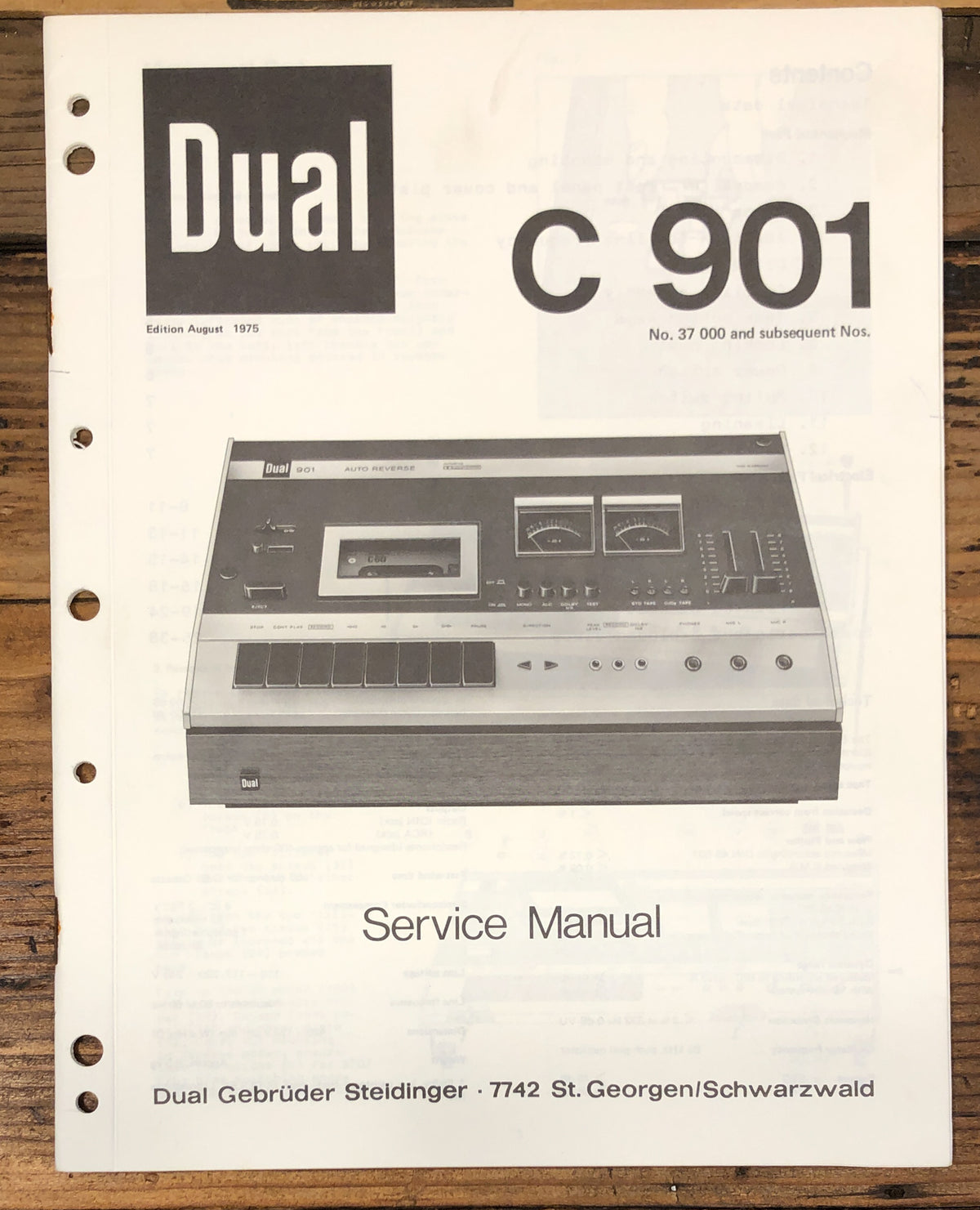Dual C-901 C901 Cassette Service Manual *Original*