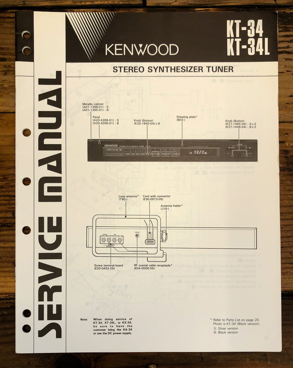 Kenwood KT-34 KT-34L Tuner Service Manual *Original*