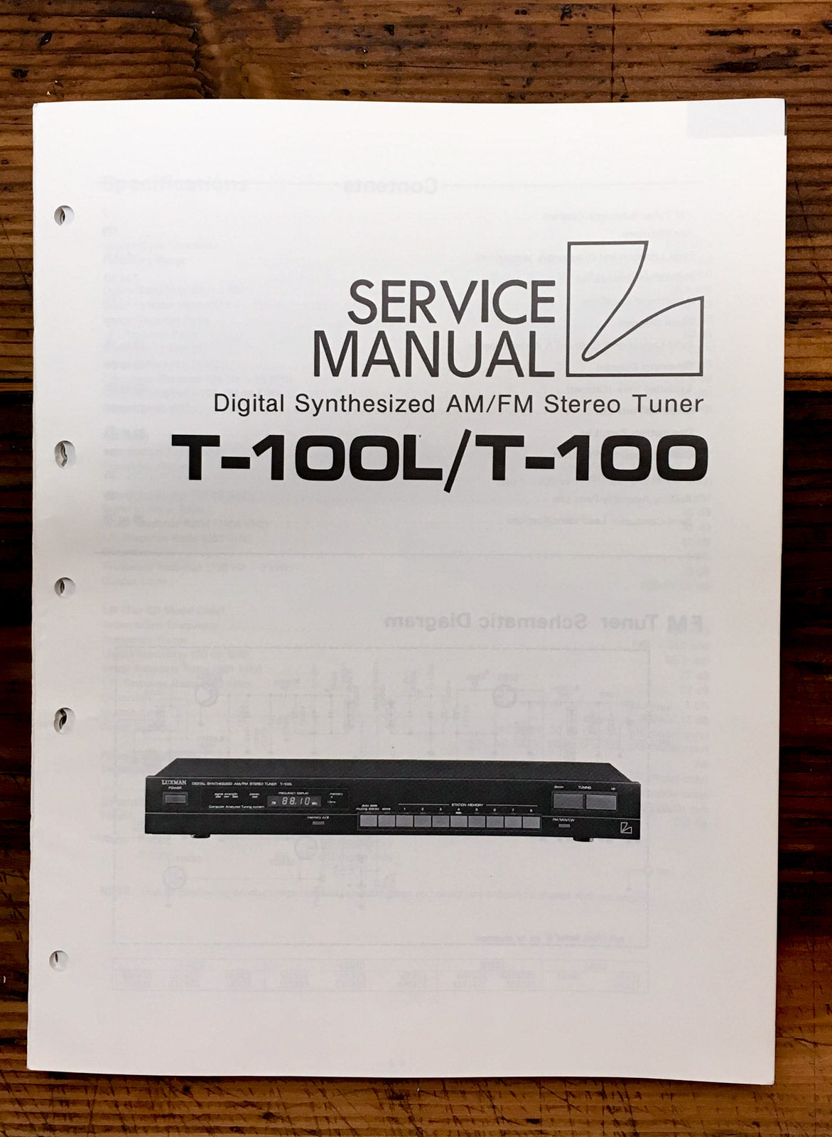 Luxman T-100 T-100L Tuner Service Manual *Original*