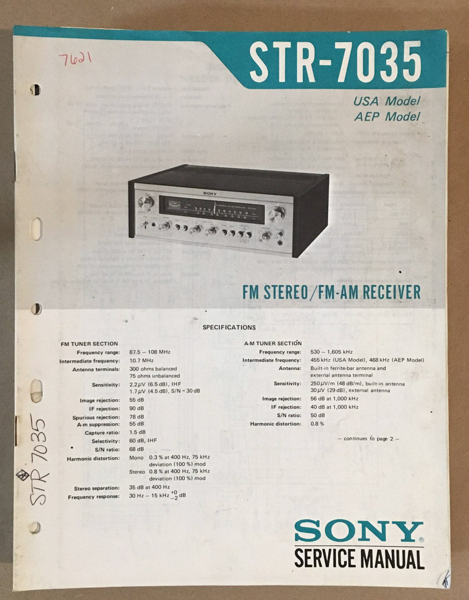 Sony STR-7035 Receiver Service Manual *Original*