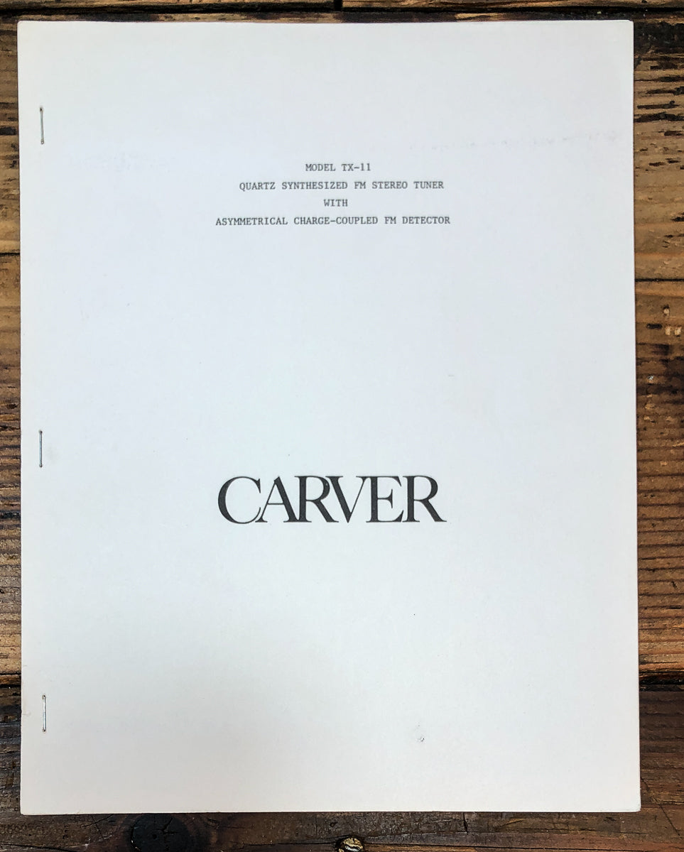 Carver TX-11 Tuner Owners / User Manual *Original*
