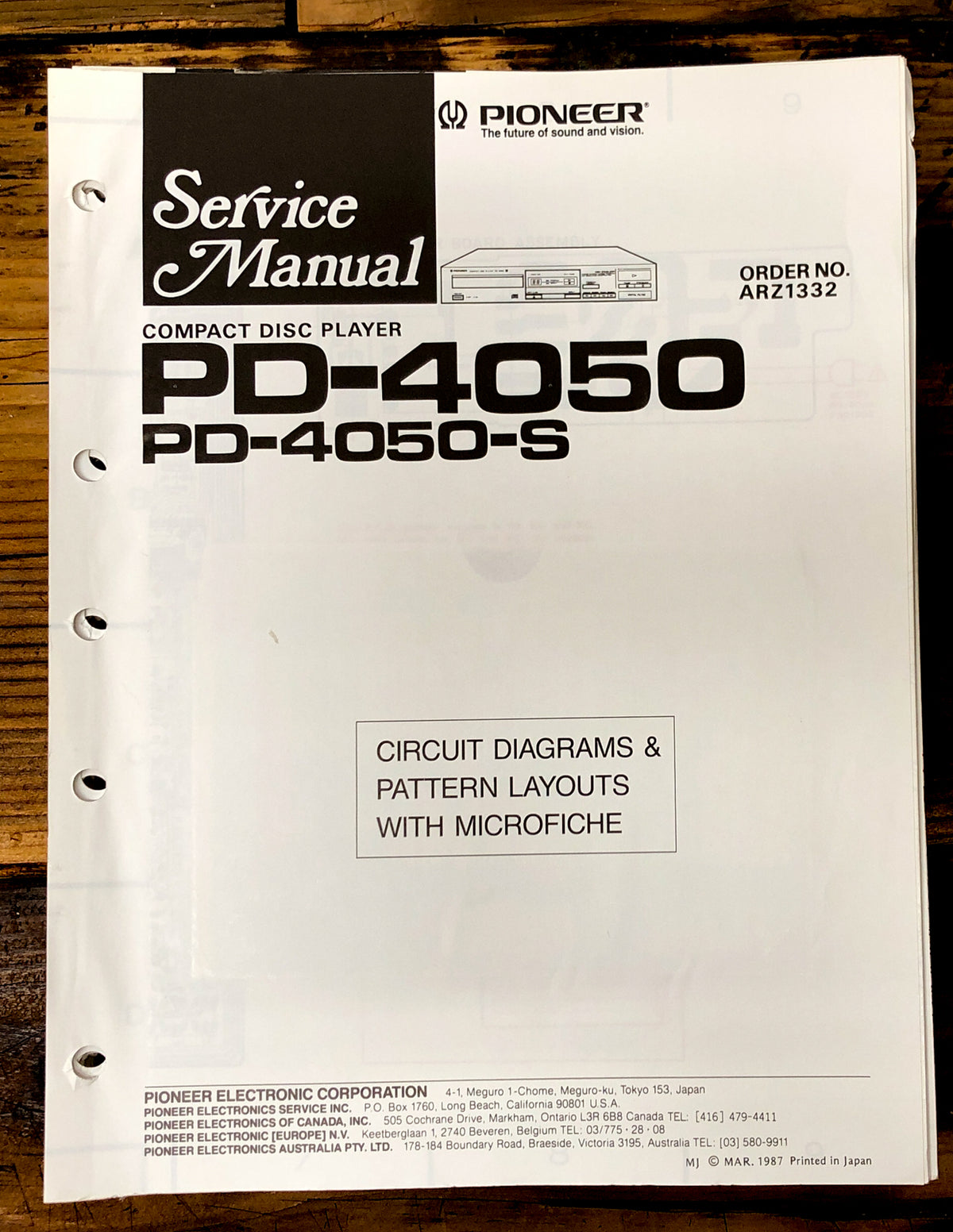 Pioneer PD-4050 PD-4050S CD Player Service Manual *Original*