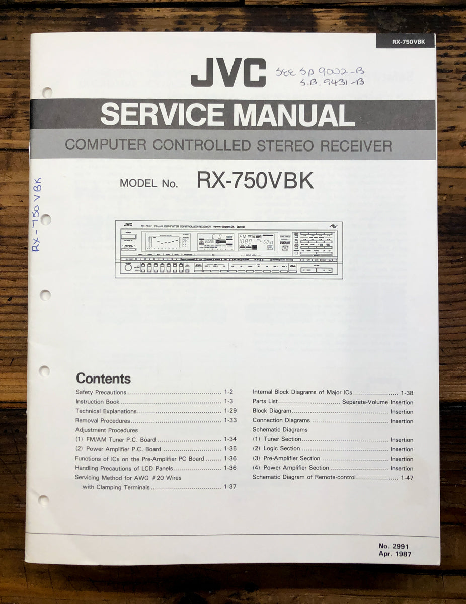 JVC RX-750 RX-750VBK Service Manual *Original*