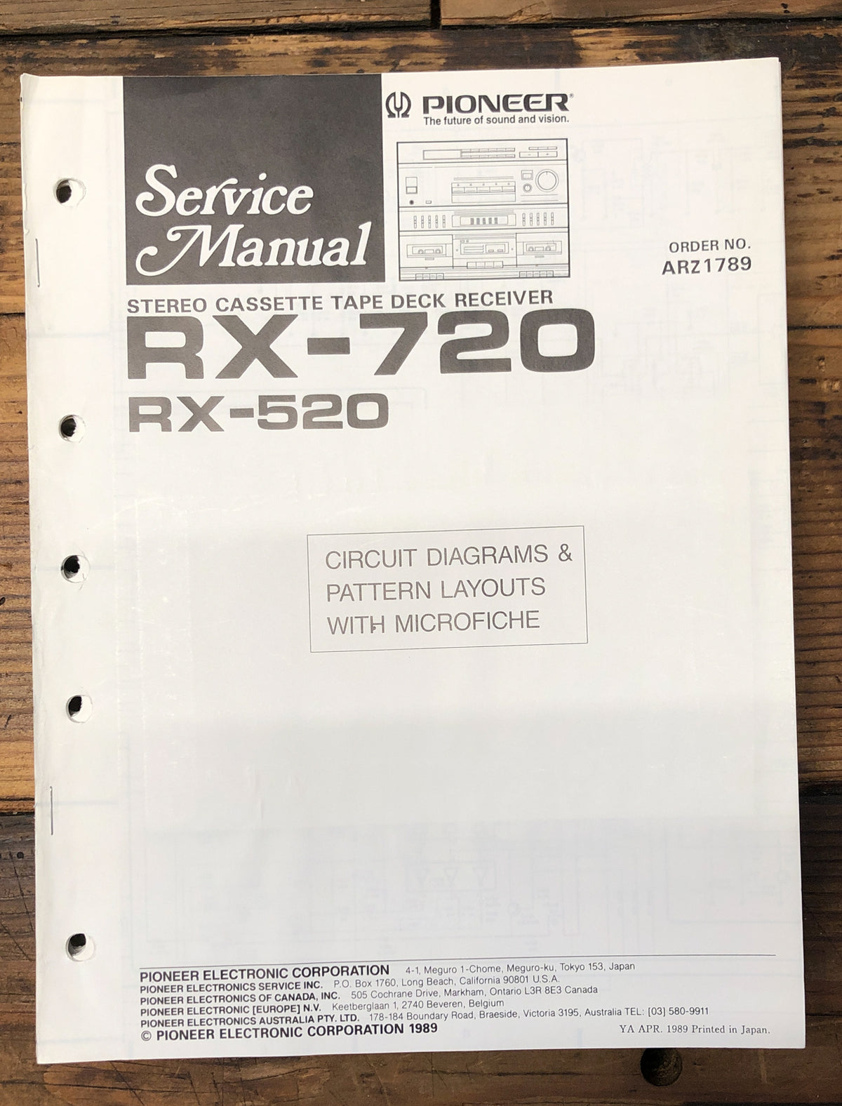 Pioneer RX-520 RX-720 Receiver Service Manual *Original*