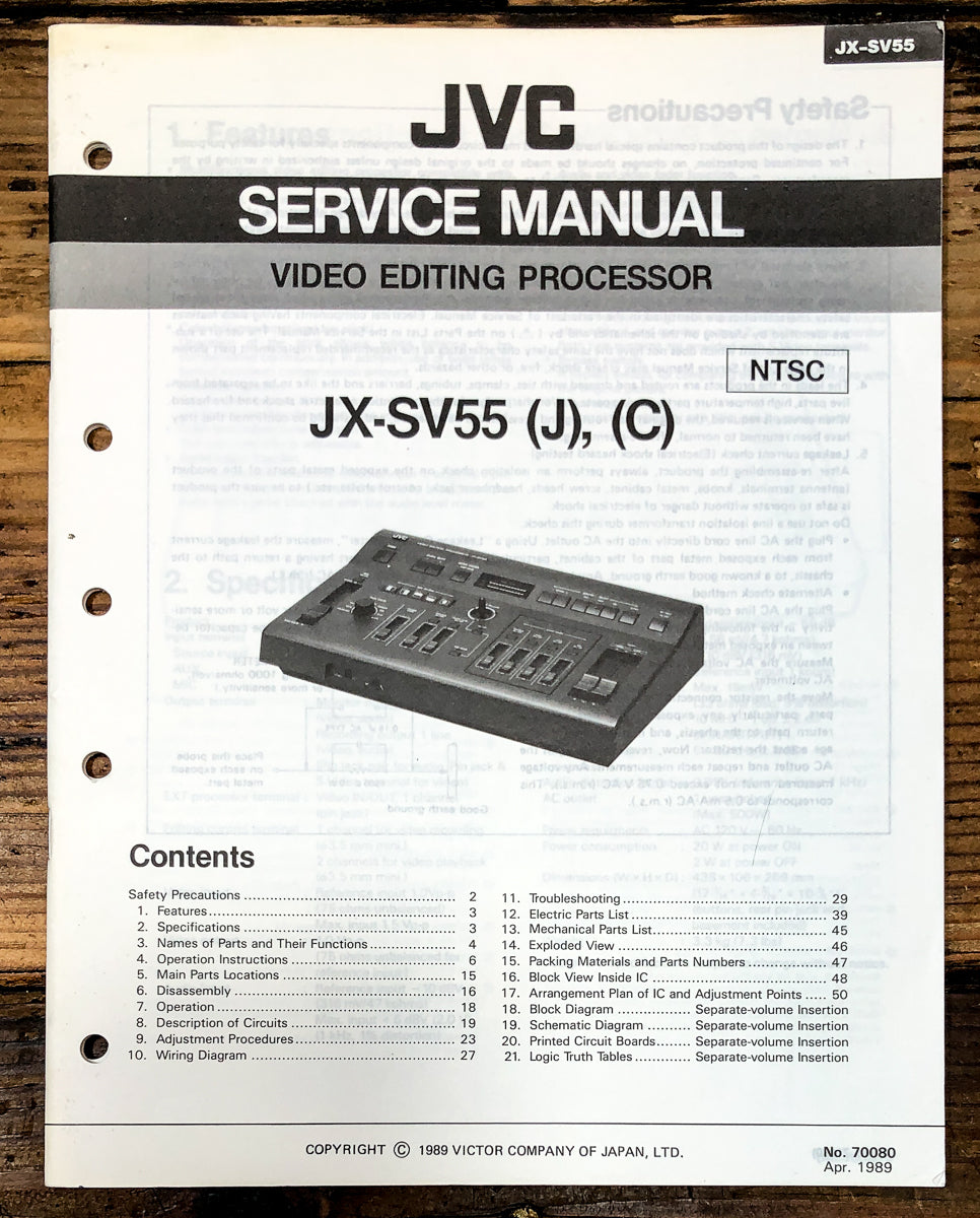 JVC JX-SV55 Video Processor Service Manual *Original*