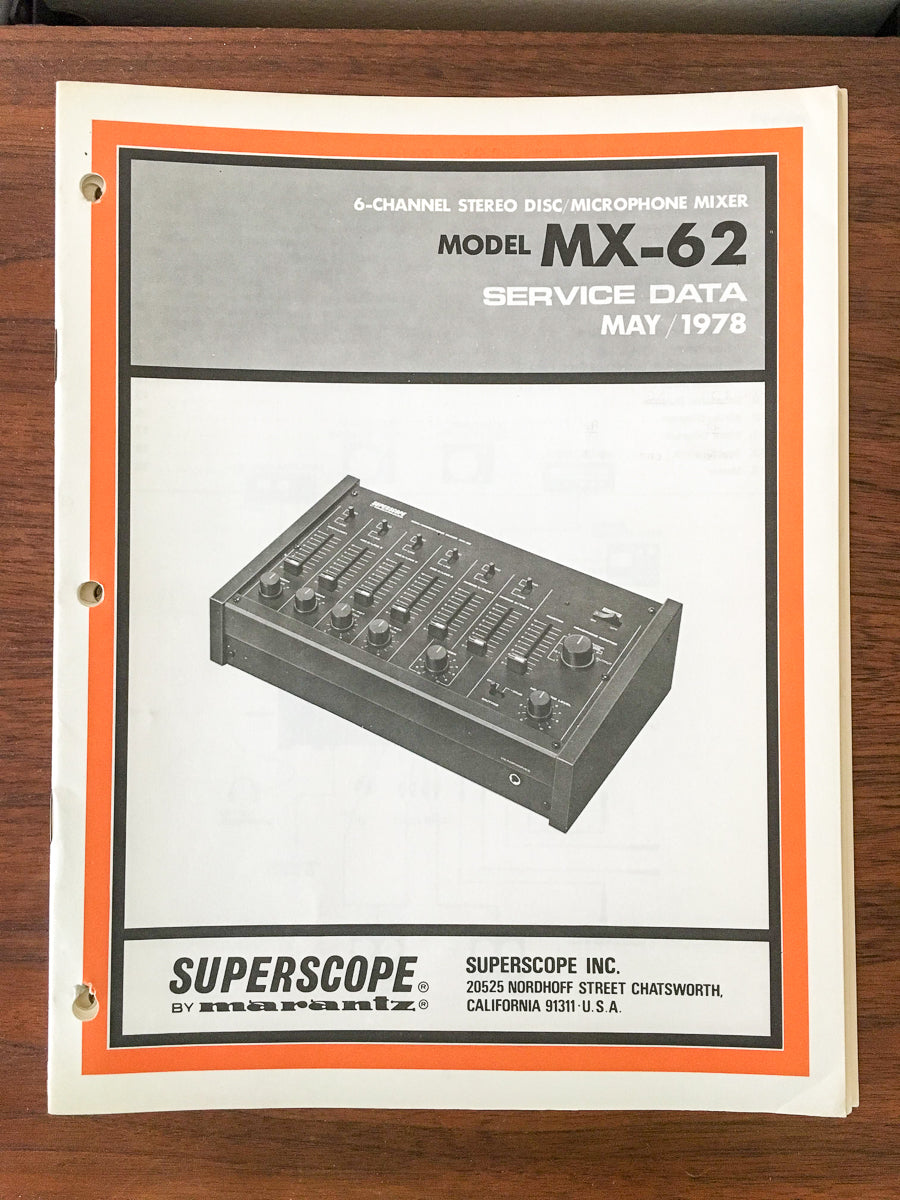 Superscope MX-62 Microphone Mixer Service Manual *Original*