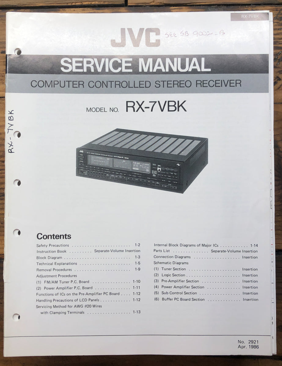 JVC RX-7 Receiver Service Manual *Original*