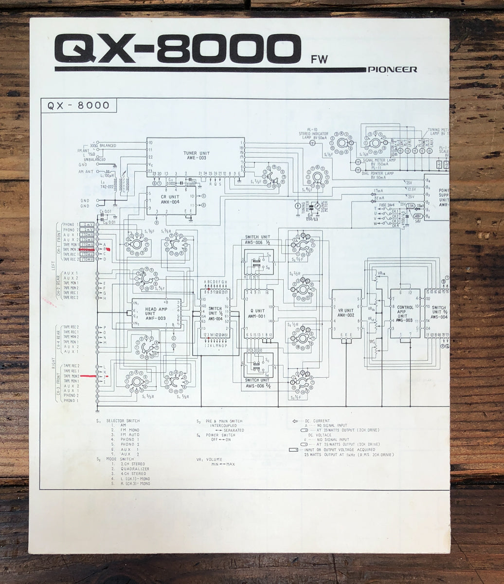 Pioneer QX-8000 Receiver Fold Out Schematic *Original*