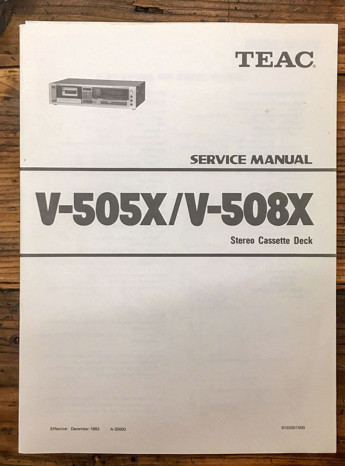 TEAC V-505X V-508X Cassette Service Manual *Original*