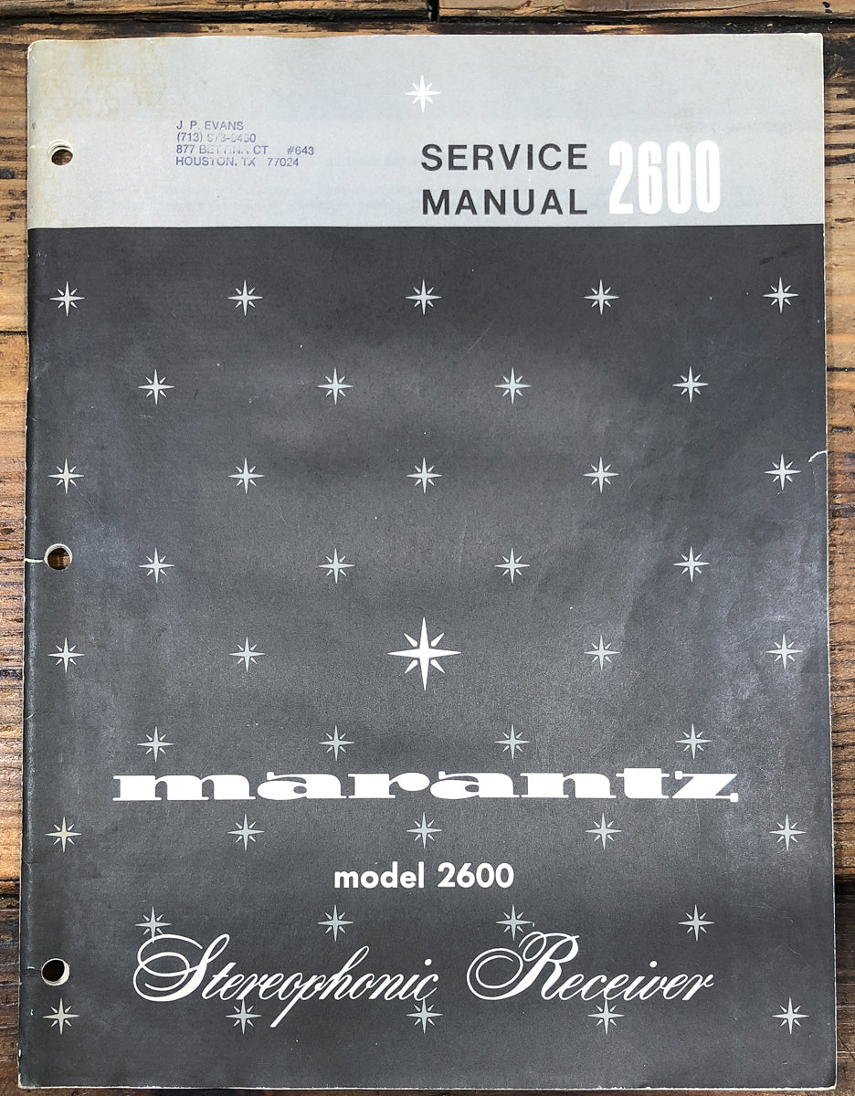 Marantz Model 2600 Receiver Service Manual *Original*