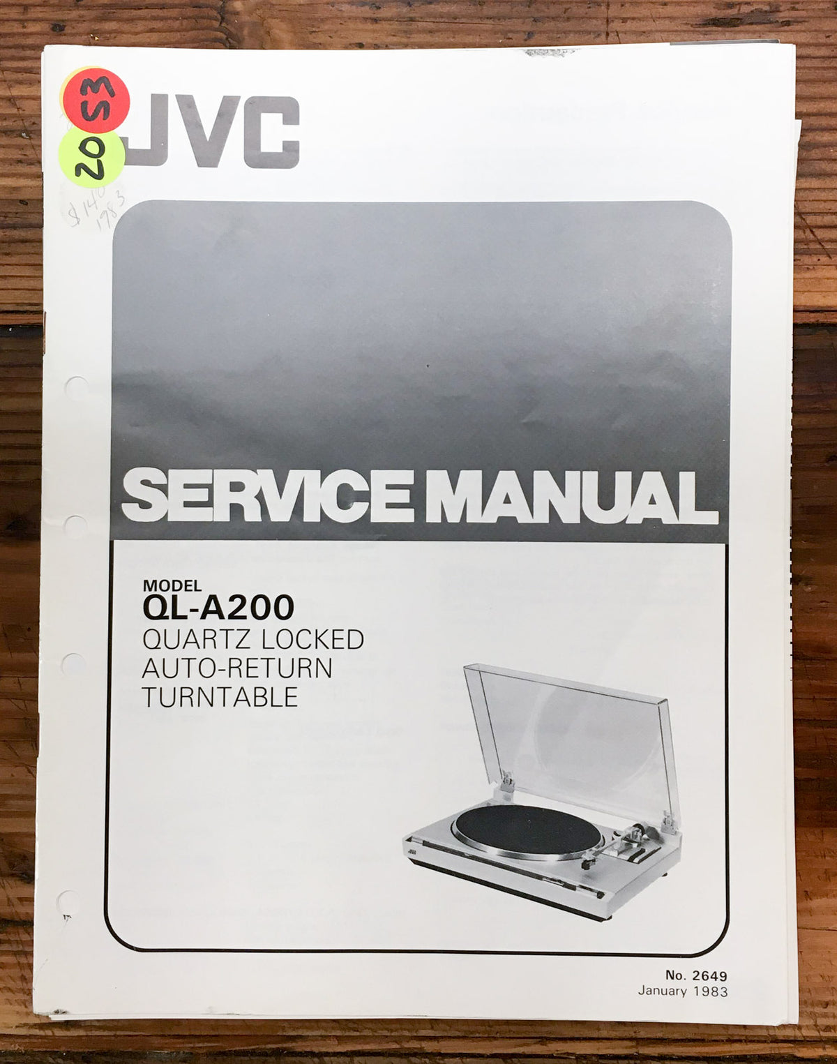 JVC QL-A200 Record Player / Turntable Service Manual *Original*