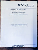 Pioneer SK-71 Stereo Supp. Service Manual *Original*