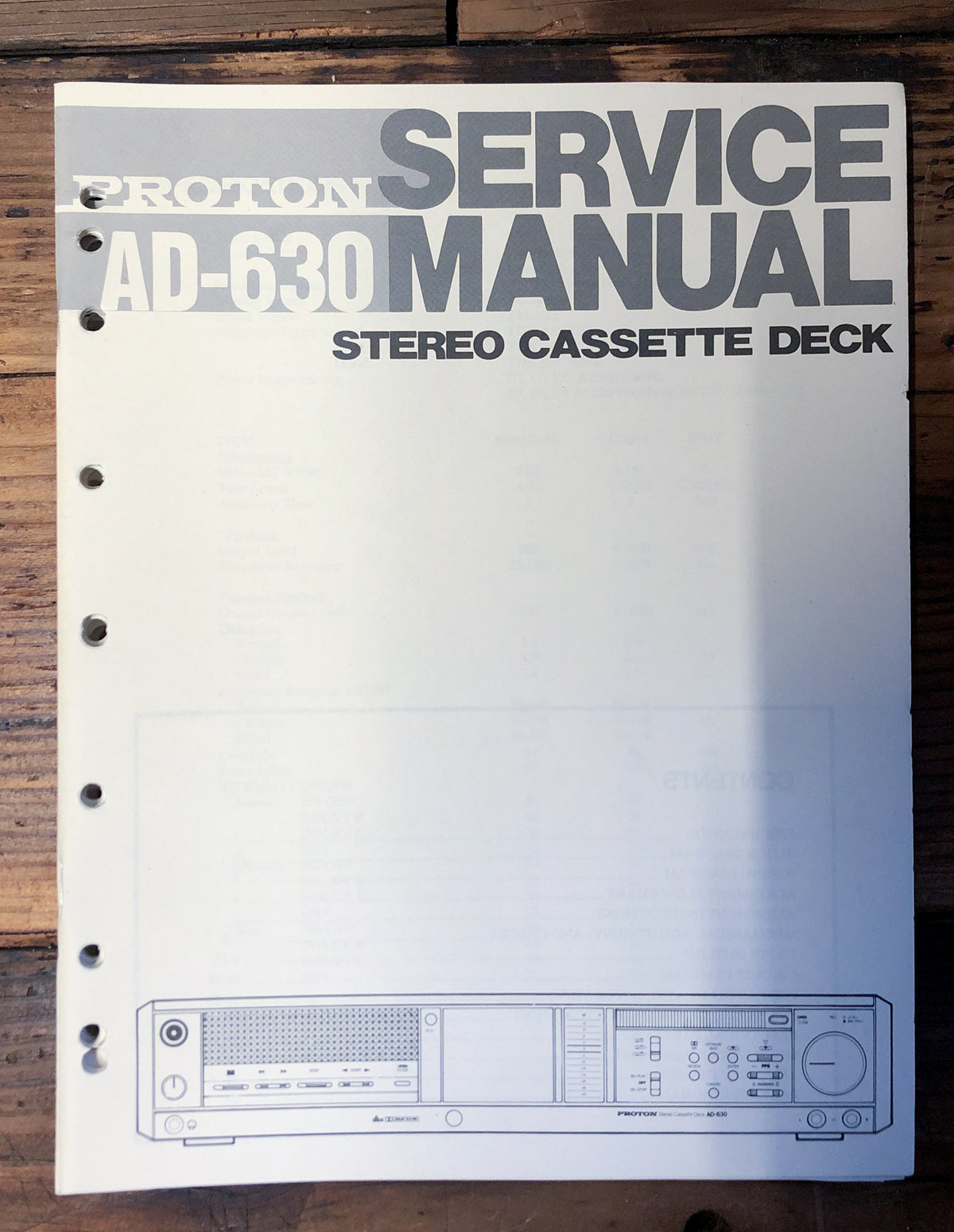 Proton AD-630 Cassette Service Manual *Original*