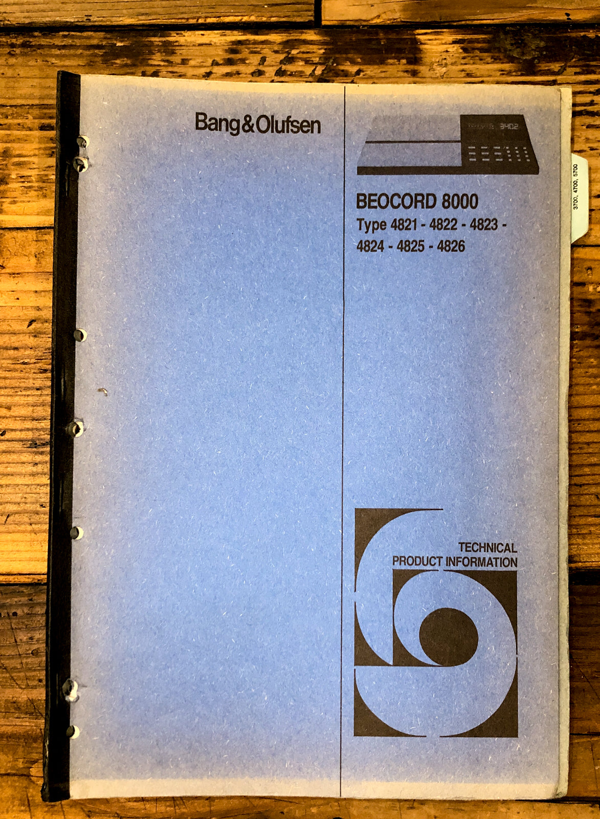 Bang & Olufsen B&O Beocord 8000 Service Manual *Original*