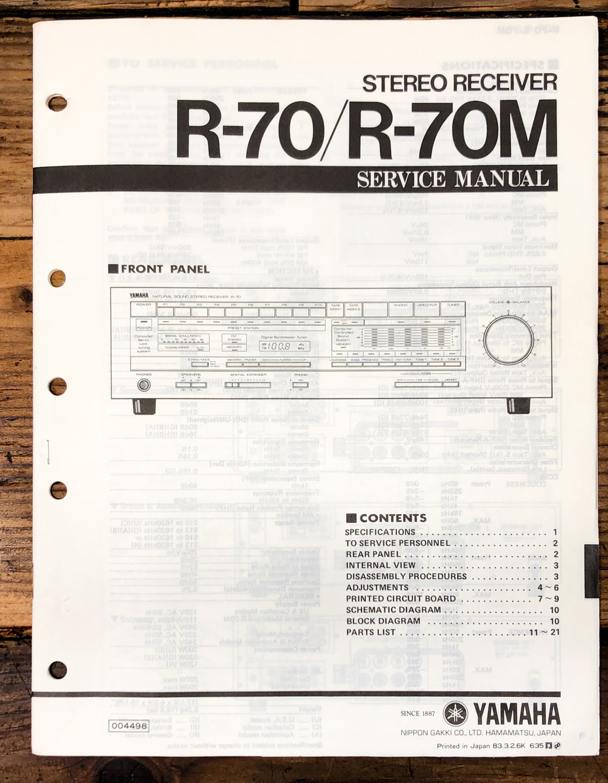 Yamaha R-70 R-70M Receiver Service Manual *Original*