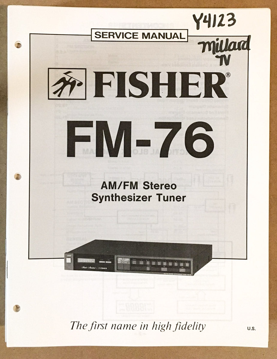 Fisher FM-76 Tuner Service Manual *Original*