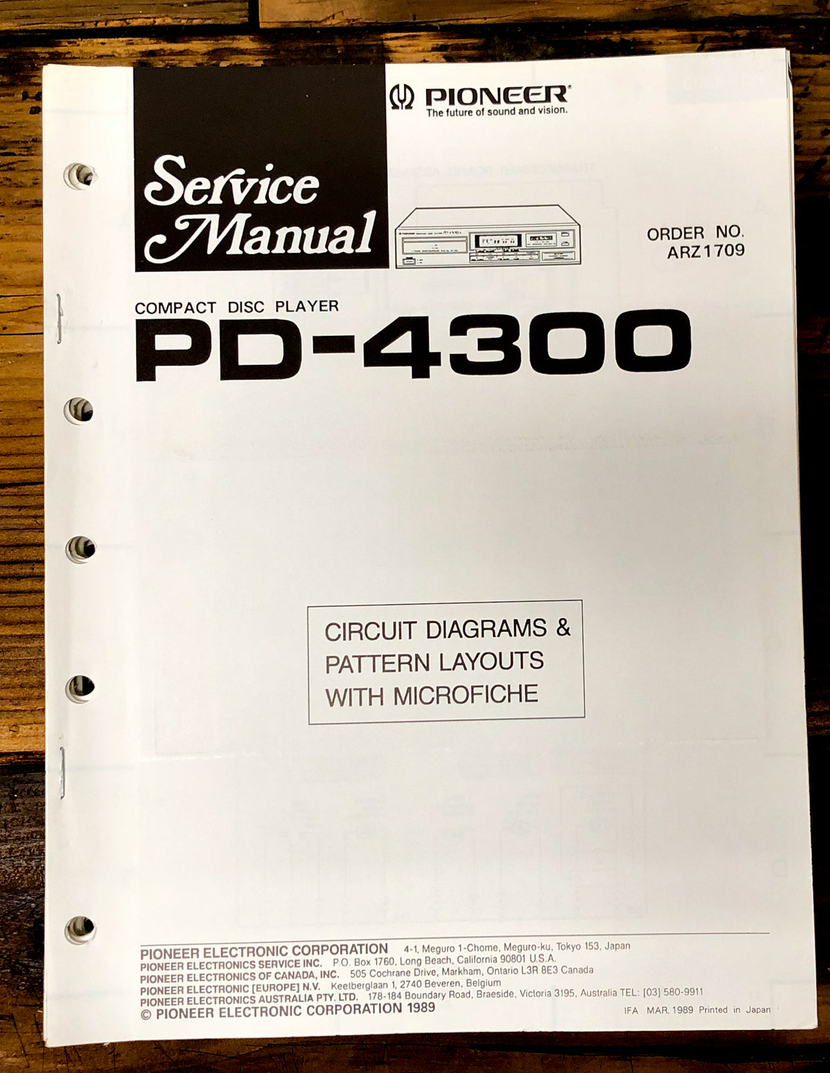 Pioneer PD-4300 CD Player Service Manual *Original*