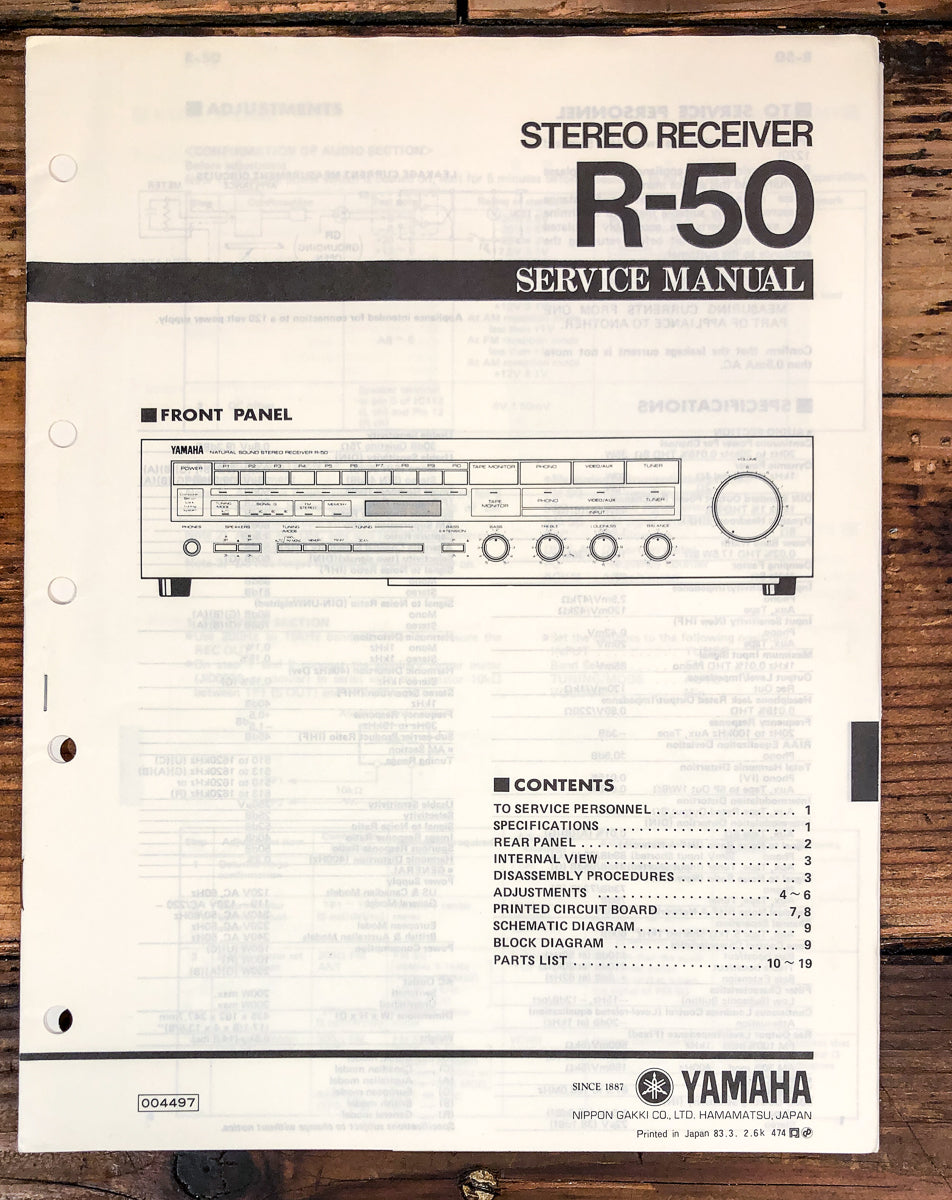 Yamaha R-50 Receiver Service Manual *Original*
