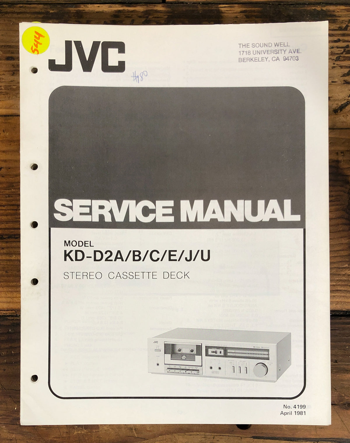 JVC KD-D2 Cassette Service Manual *Original*