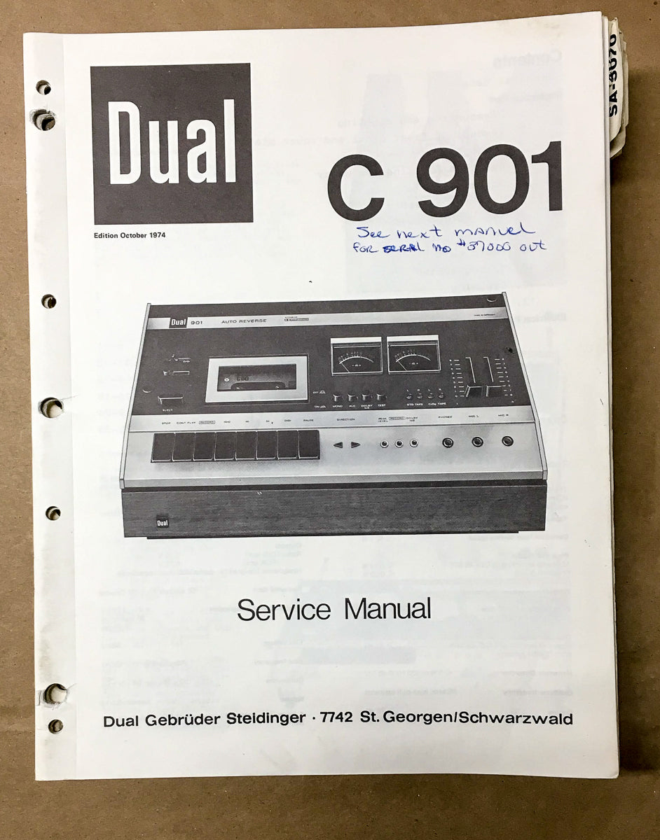 Dual C 901 C901 Cassette Service Manual *Original* #1
