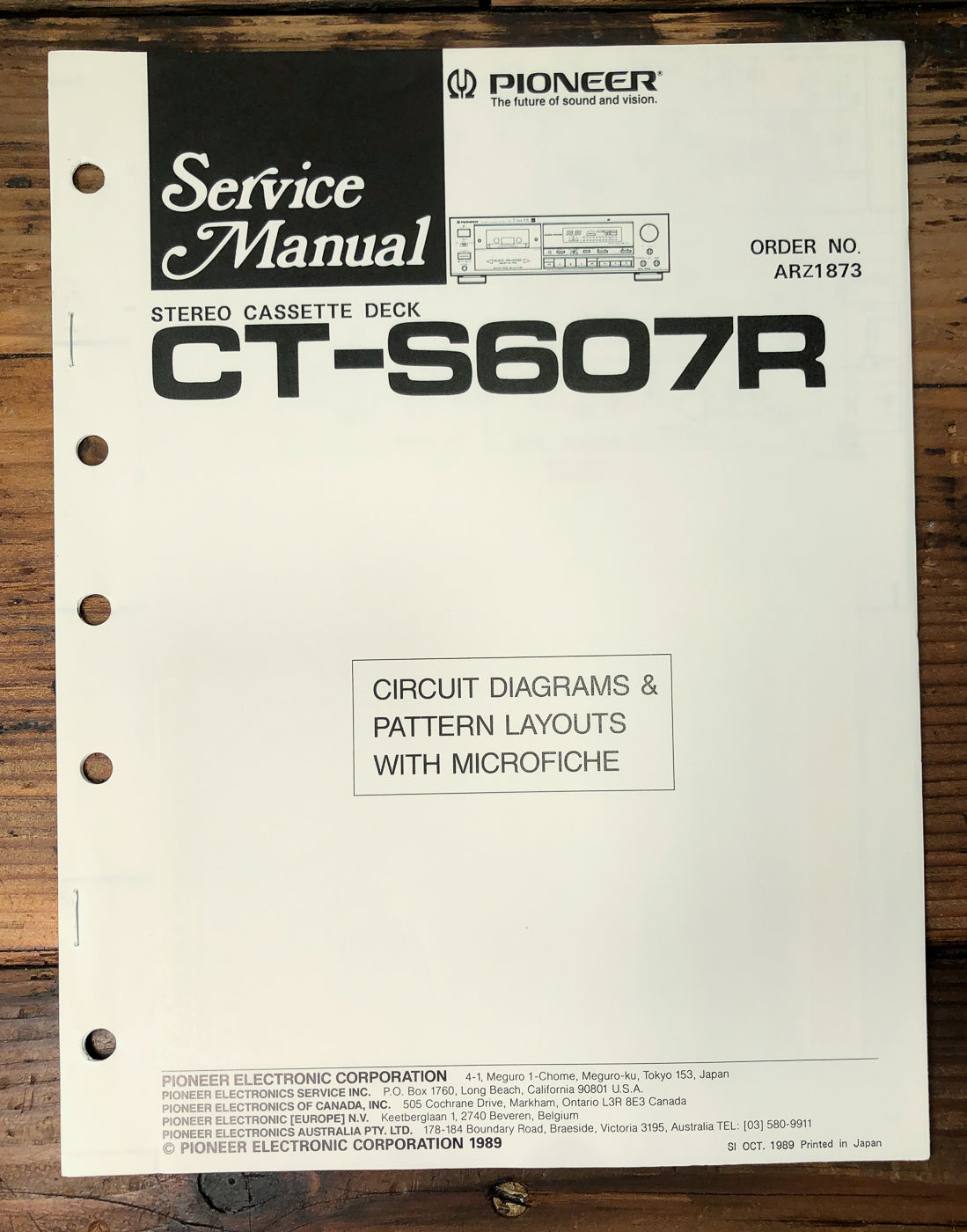 Pioneer CT-S607R Cassette Deck Service Manual *Original*