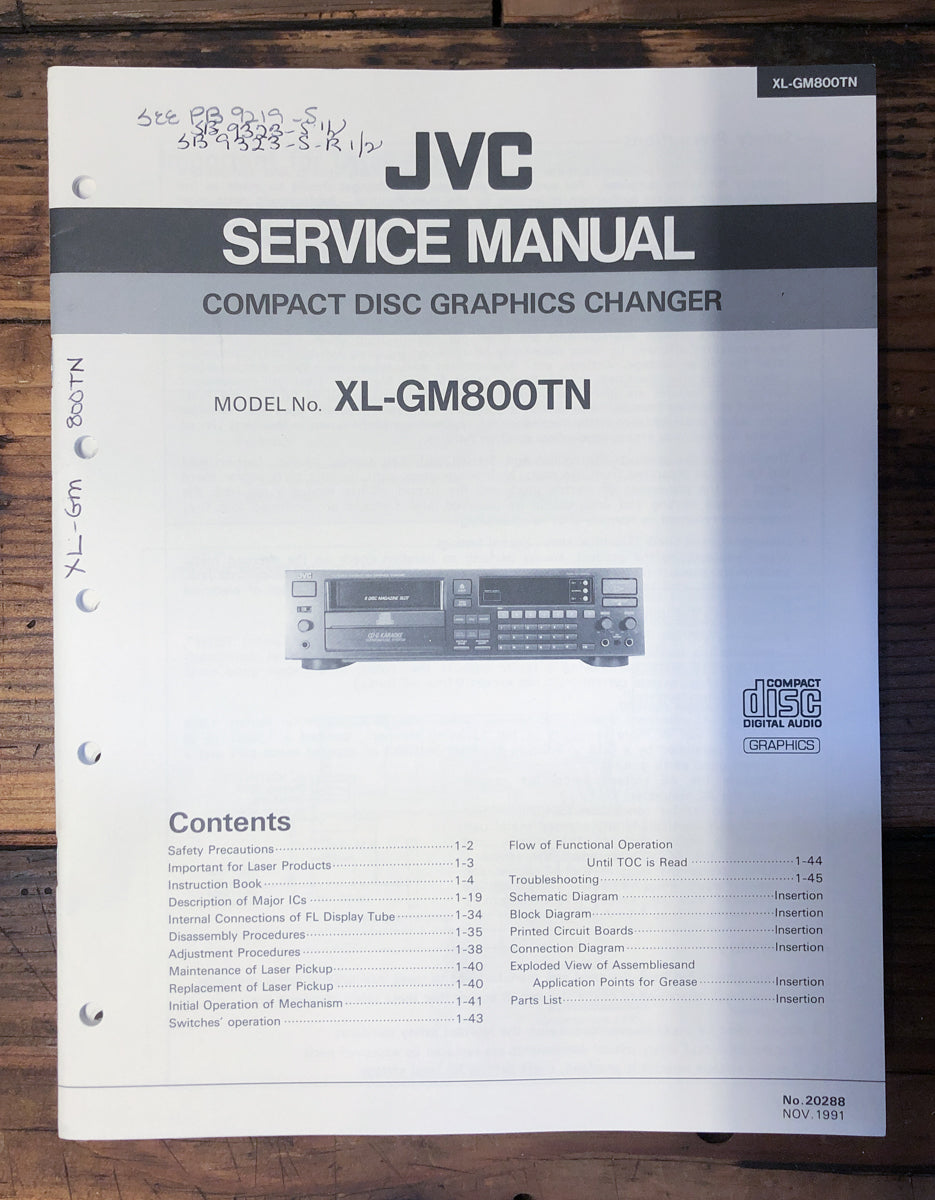 JVC XL-GM800TN XL-GM800 TN CD Player Service Manual *Original*