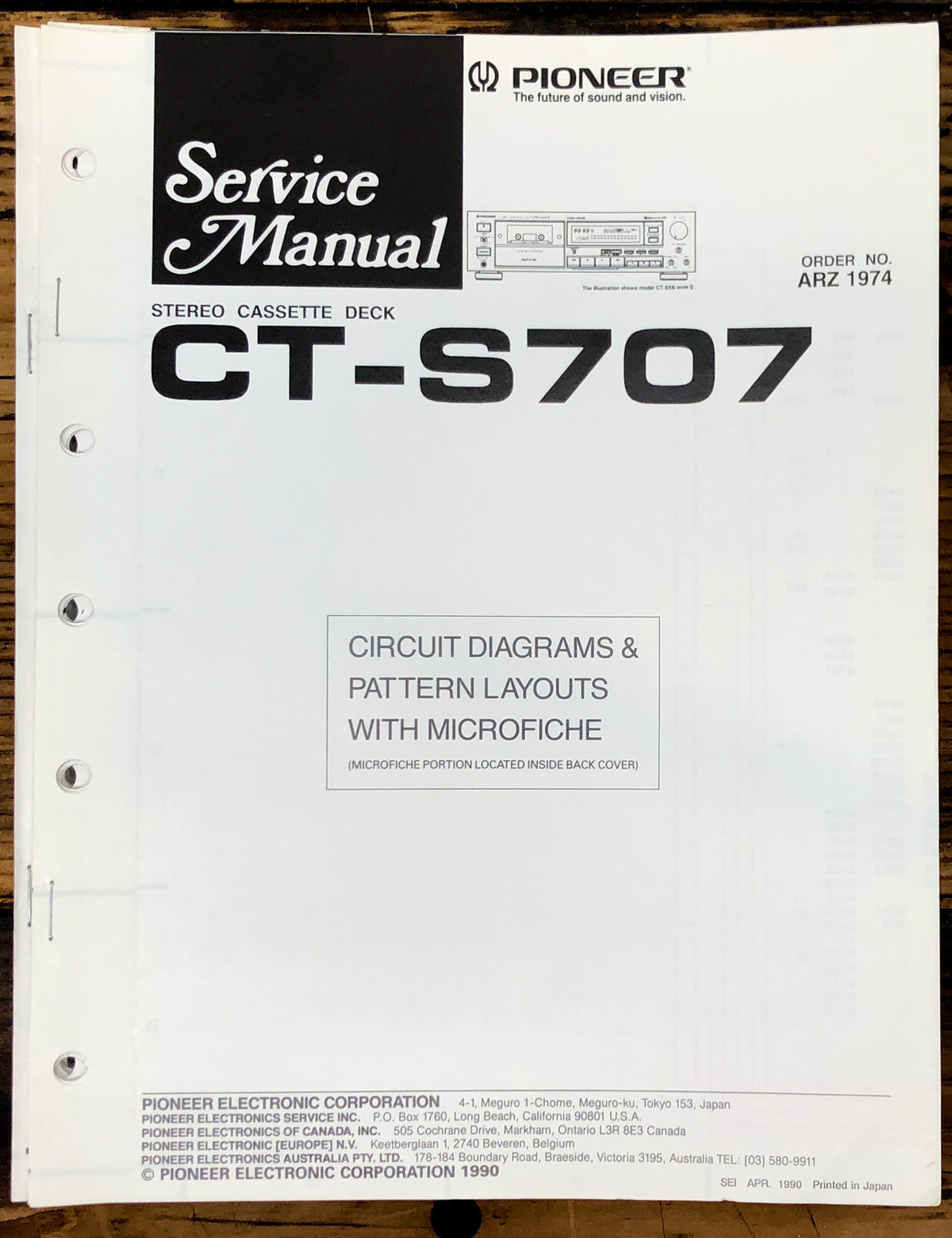 Pioneer CT-S707 Cassette Service Manual *Original*