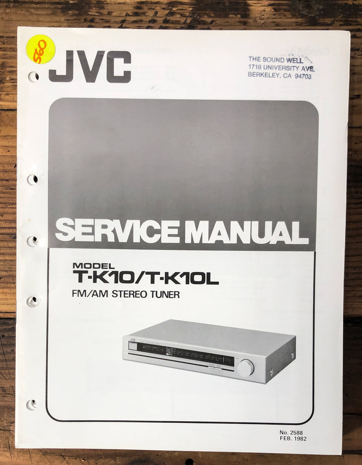 JVC T-K10 T-K10L Tuner Service Manual *Original*