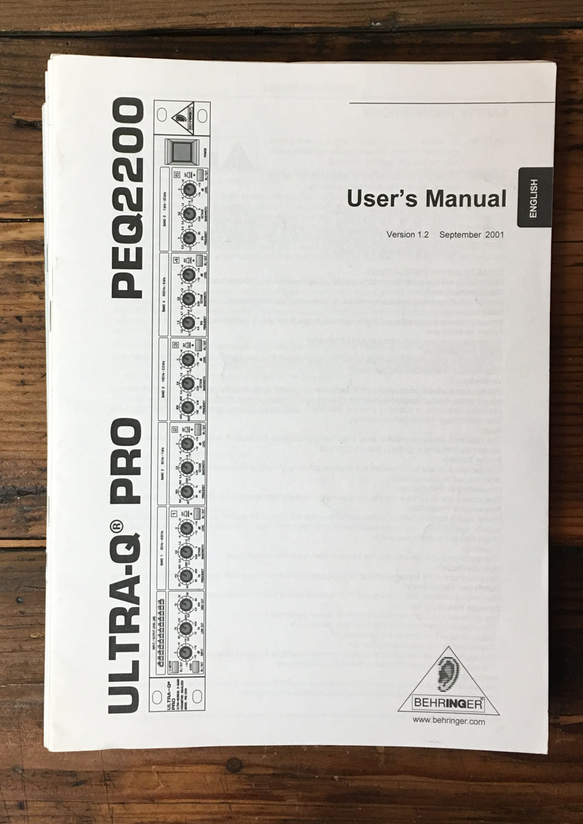 Behringer Ultra-Q Pro PEQ2200 Equalizer User / Owner Manual *Original*