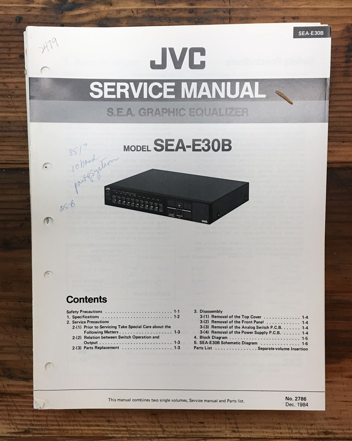 JVC SEA-E30B Graphic Equalizer Service Manual *Original*